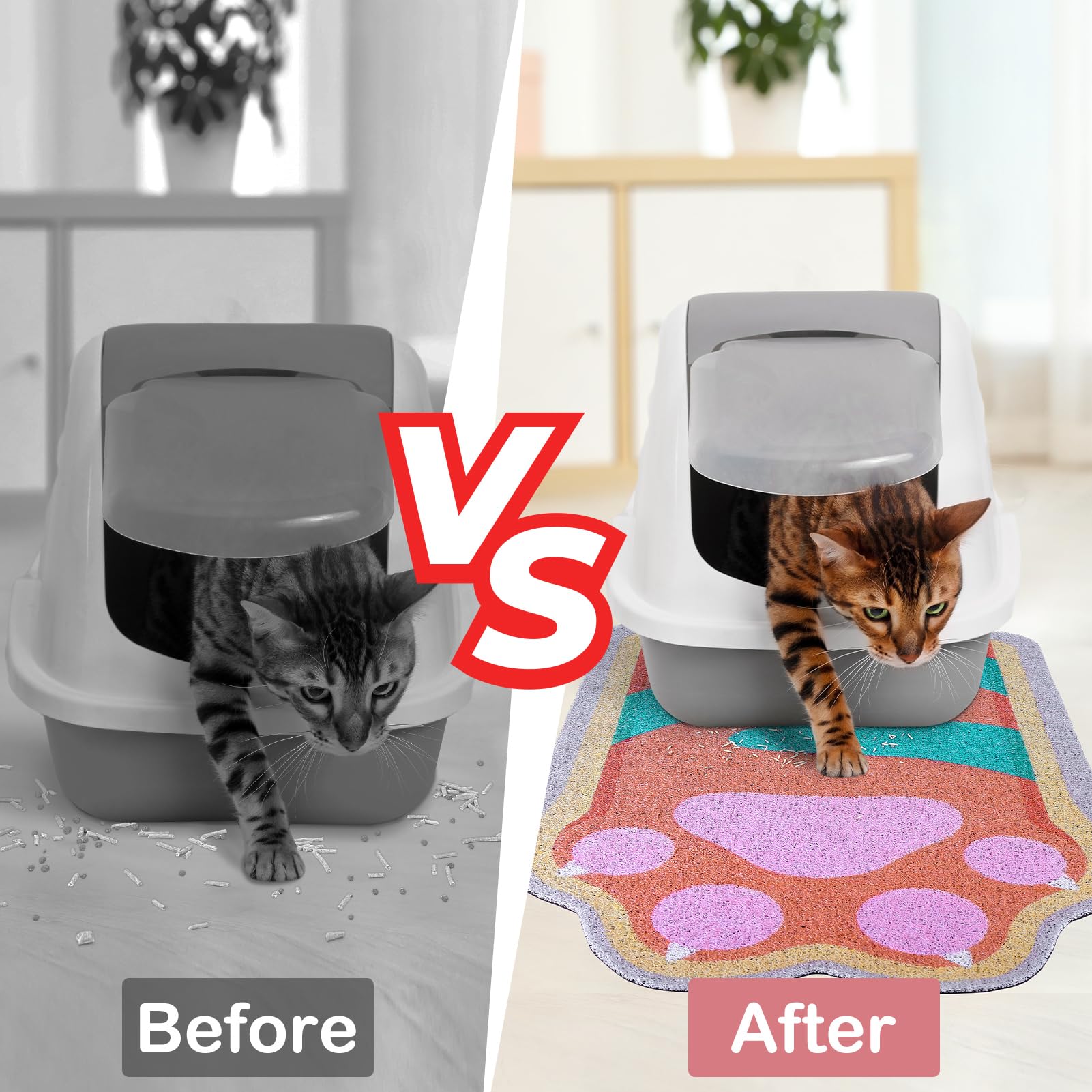 Premium Non-Slip Cat Litter Mat - Large Unicorn Design Litter Box Mat with High Trapping Efficiency, Soft & Easy to Clean Kitty Litter Mat, Cute Cat Food Mat for Pet Owners - Perfect for Hardwood Floors & Multi-Cat Homes
