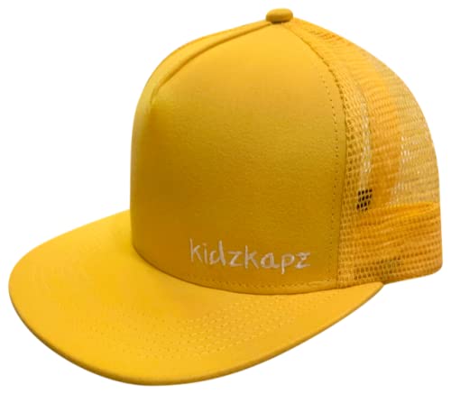 KidzKapz Yellow Trucker Snapback Hat for Kids - Adjustable & Stylish Baseball Cap for Boys & Girls - Perfect for Outdoor Play, Sports & Everyday Wear