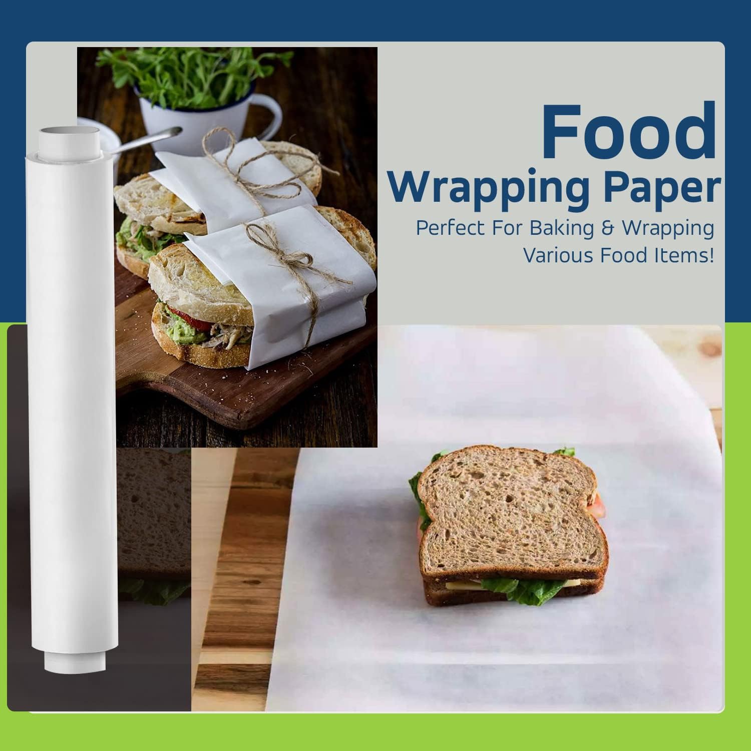Non-Stick Parchment Baking Paper Roll - 20 Meters, Oil-Free & Heat-Resistant for Oven, Air Fryer, Cake, Sandwich, Burger, Roti - Perfect for Baking, Cooking & Food Wrapping (White, Pack of 1)