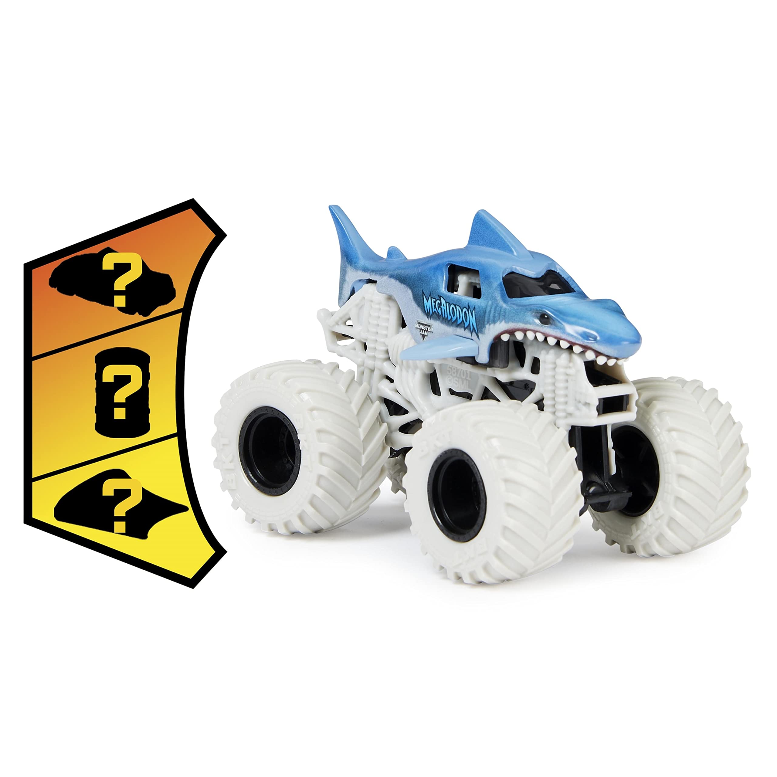 Monster Jam Megalodon 1:64 Scale Diecast Truck - White Bone Yard Series 26 Collectible Toy for Kids & Adults | Perfect for Play, Display & Monster Truck Enthusiasts