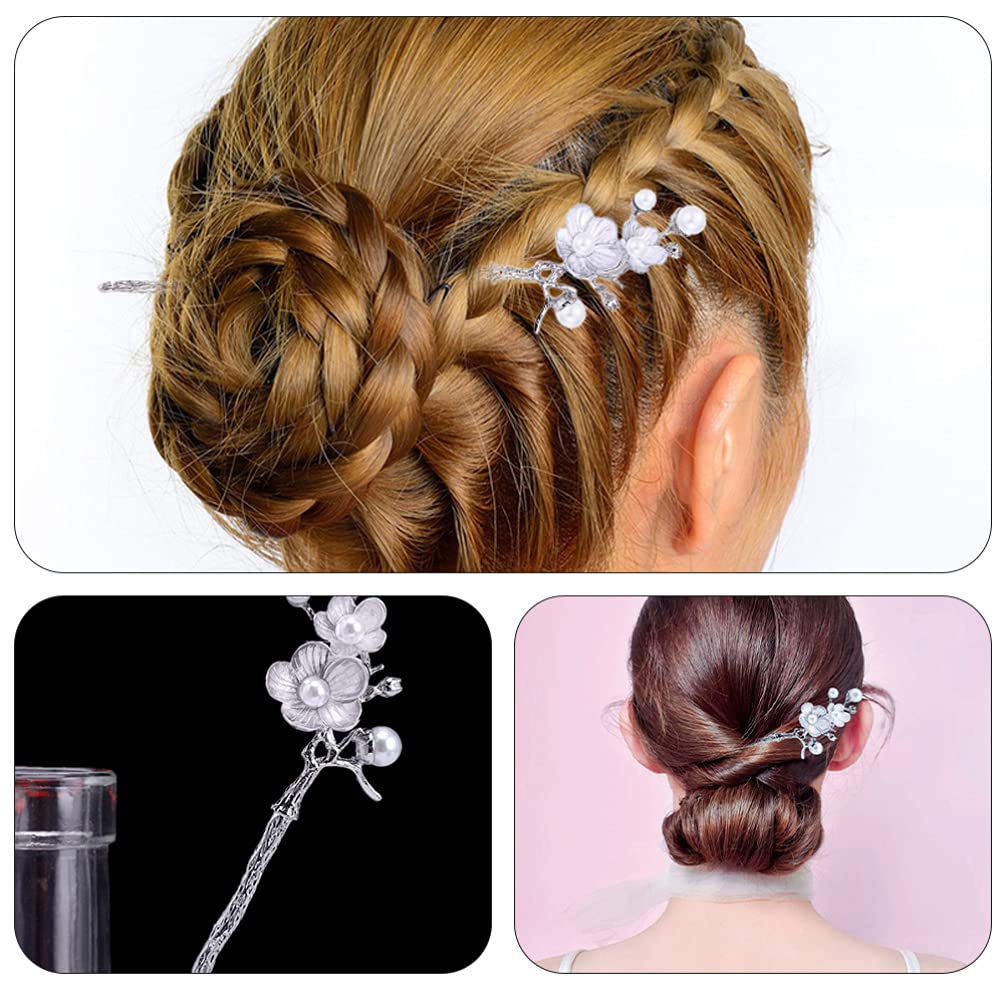 3pcs Pearl Hair Sticks with Flower Decor - Elegant Hair Chopsticks & Forks for Women, Hair Accessories for Weddings, Parties, and Everyday Styling