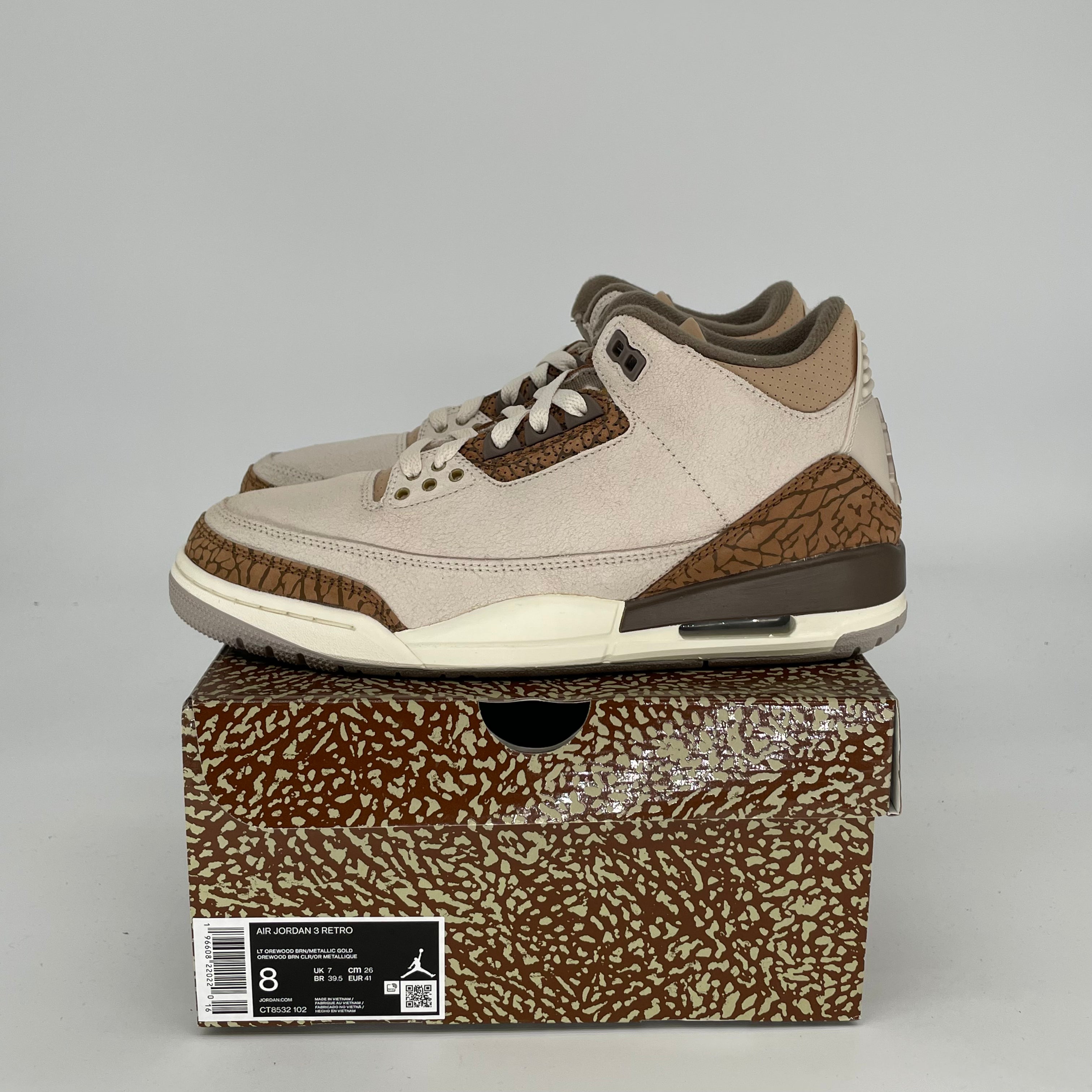 AIR JORDAN 3 PALOMINO Men's/Women's Basketball Shoes Size 8/9.5W - Retro Style Sneakers CT8532-102 | Perfect for Streetwear, Casual Outfits & Basketball Games