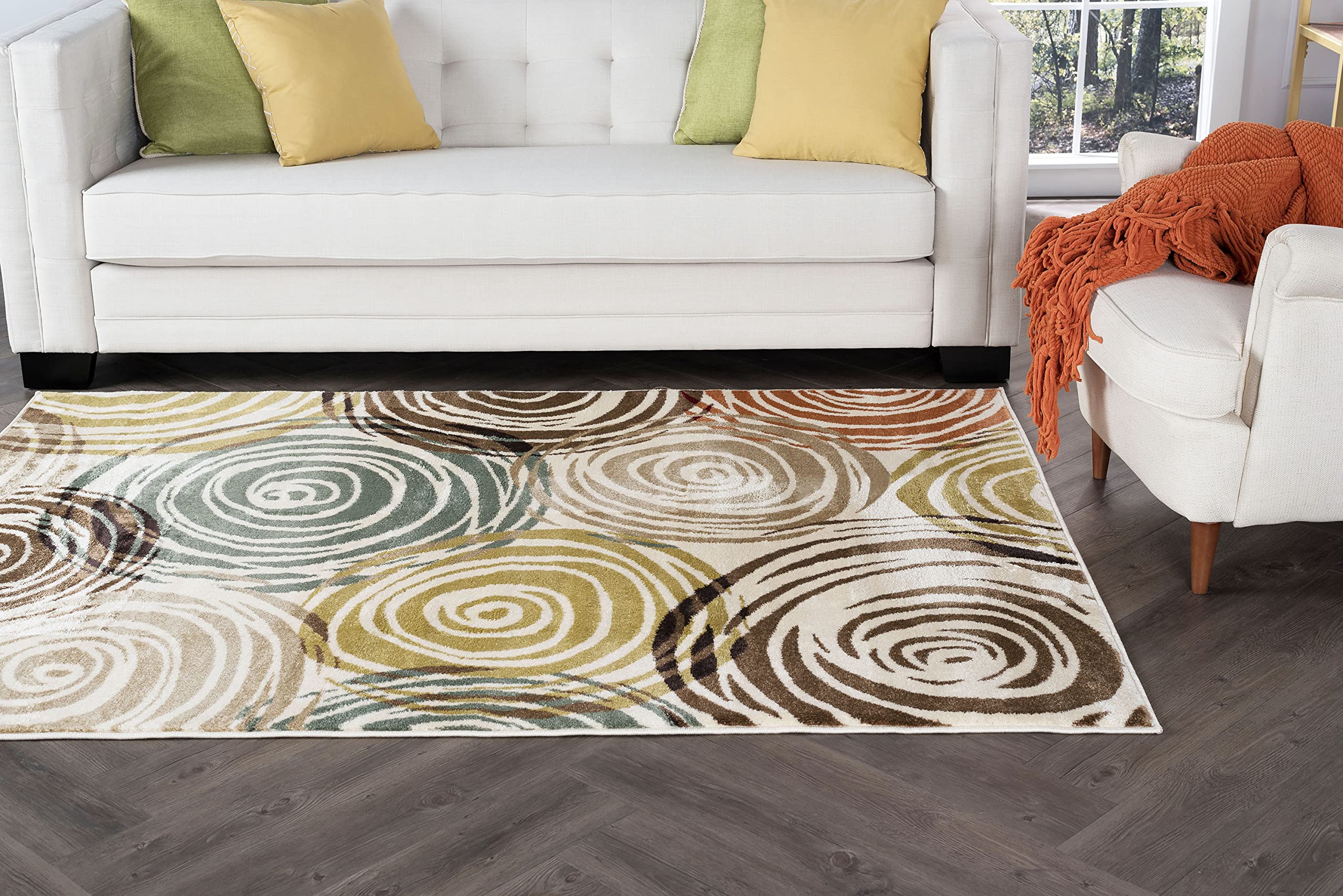 Joelle Modern Abstract Ivory Rectangle Area Rug 8x10 Feet - Soft Plush Living Room Rug for Bedroom, Dining Room & Office Decor