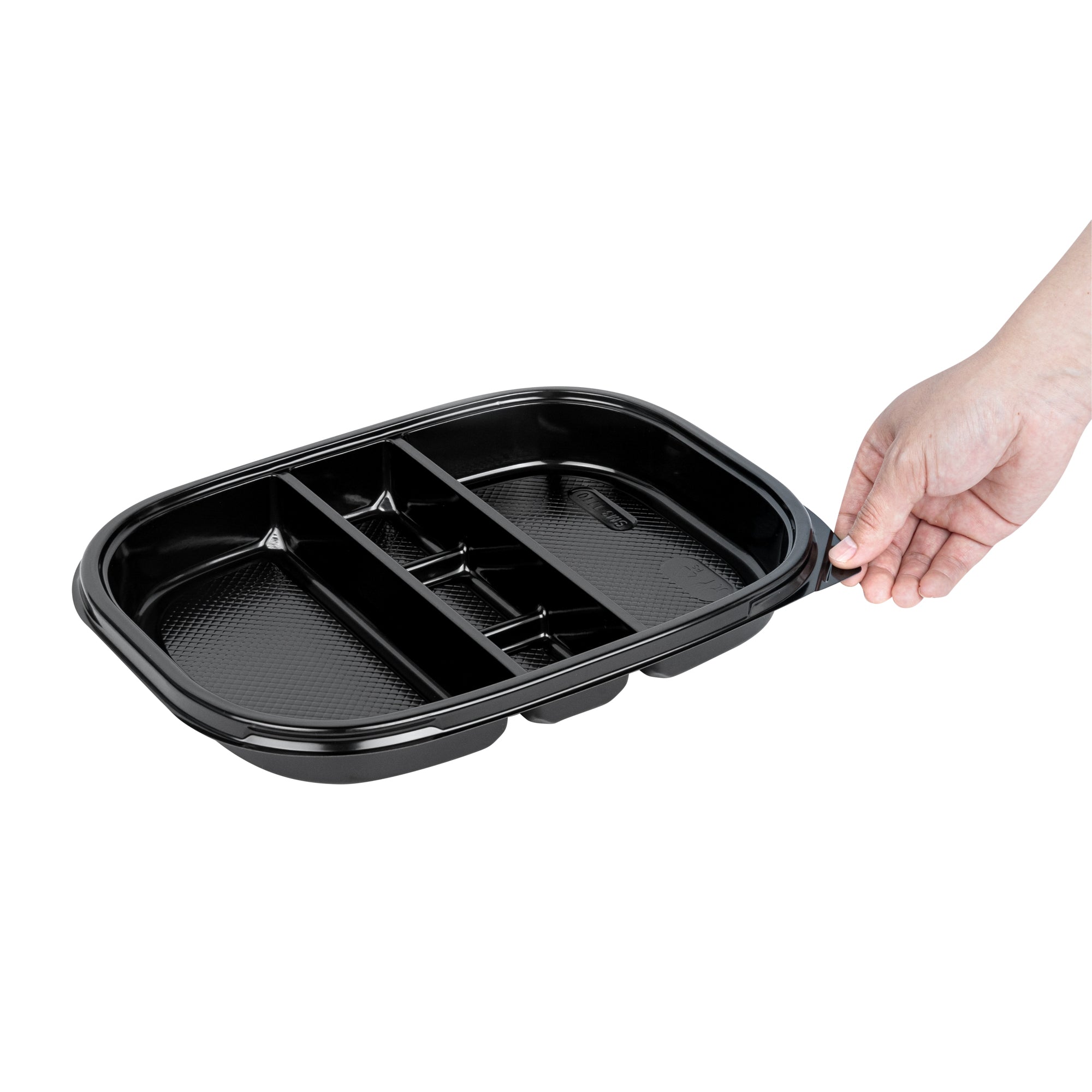 Bento Tek 51 oz Black Plastic Bento Box with 5 Compartments | 12.25