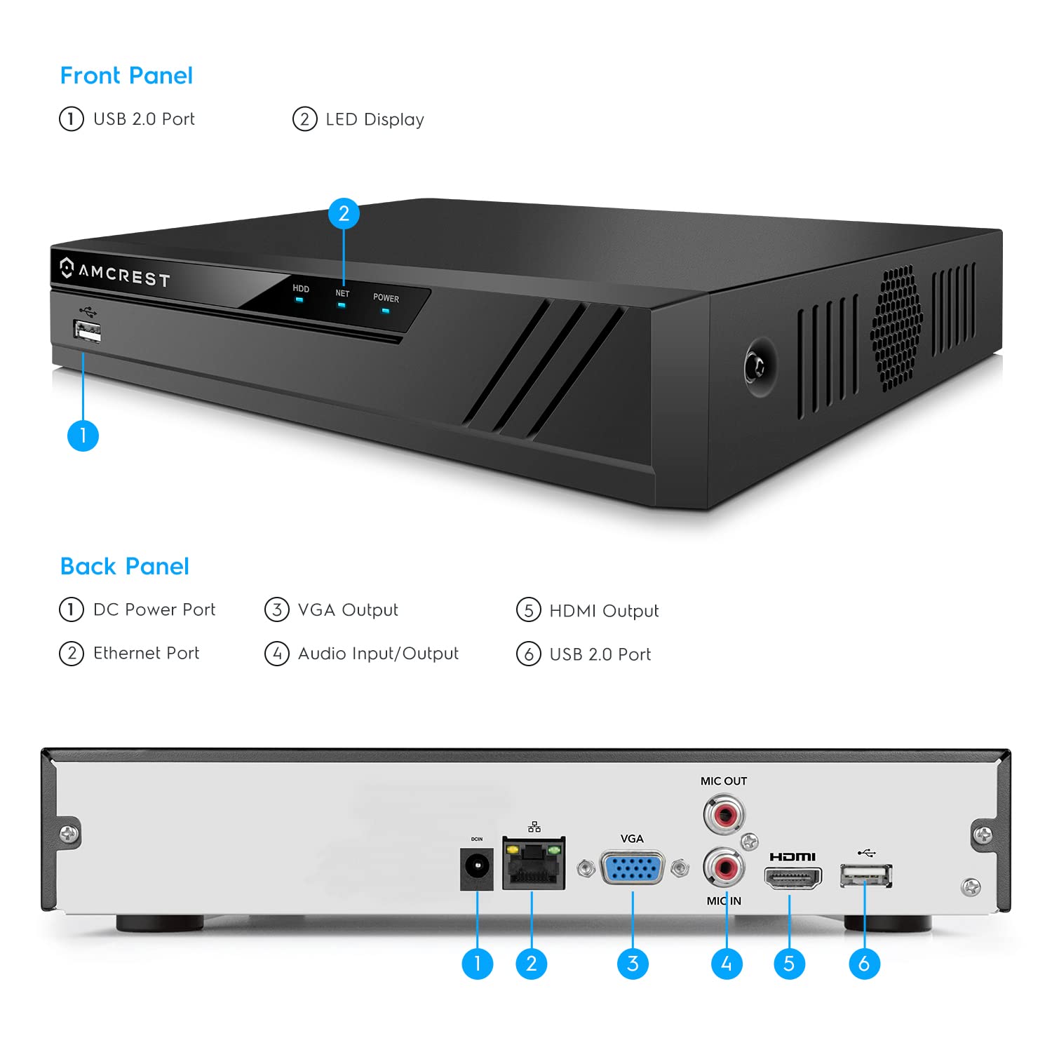 Amcrest NV4108-A2 8-Channel 4K NVR Security System with Pre-Installed 2TB HDD - Supports 8 x 8MP/4K IP Cameras, 1080p/3MP/4MP/5MP/8MP Resolution - Ideal for Home & Business Surveillance (No WiFi)