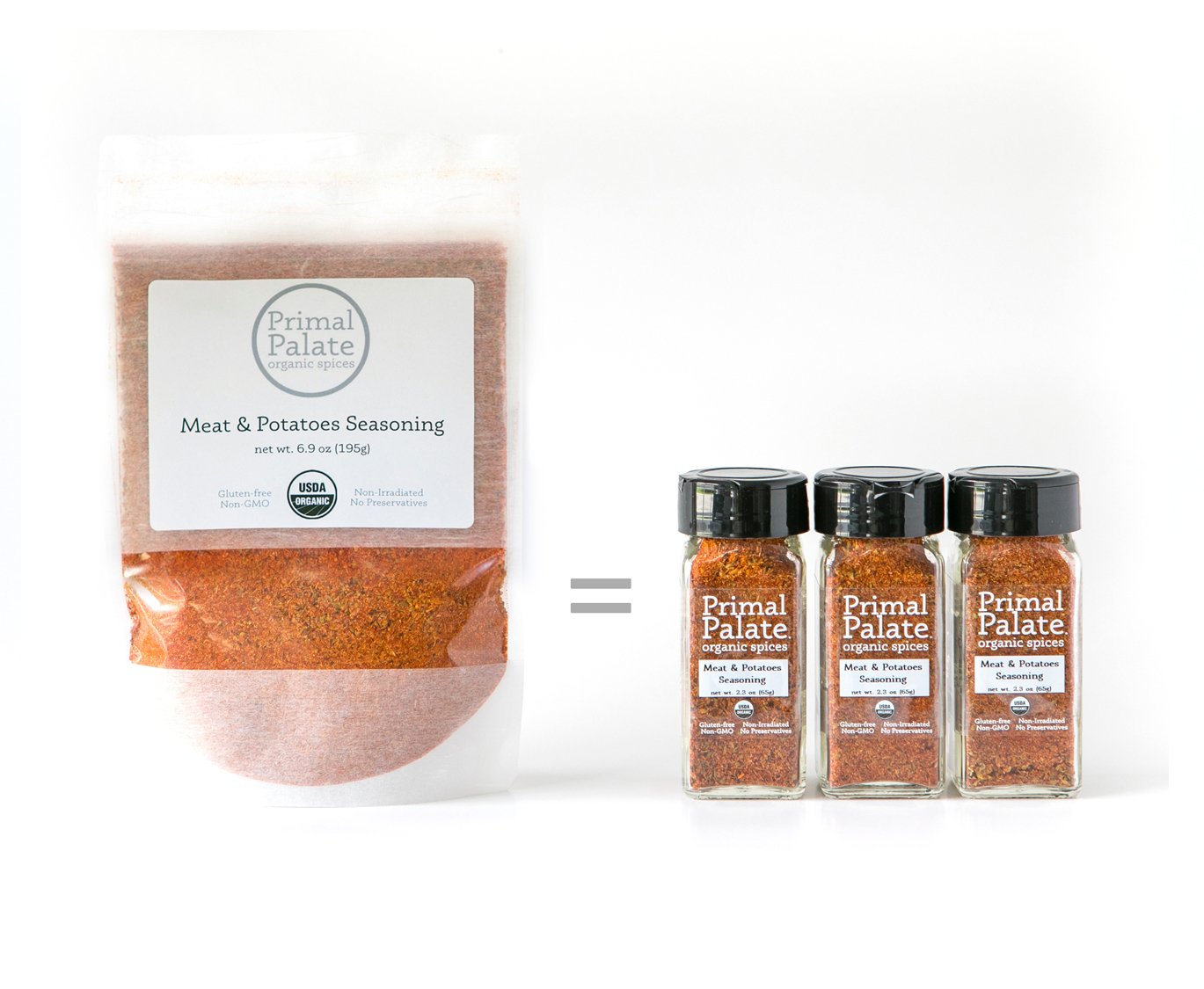 Primal Palate Organic Spices - Meat & Potatoes Seasoning Blend | USDA Certified Organic | 6.9 oz Resealable Bag | Perfect for Grilling, Roasting & Everyday Cooking
