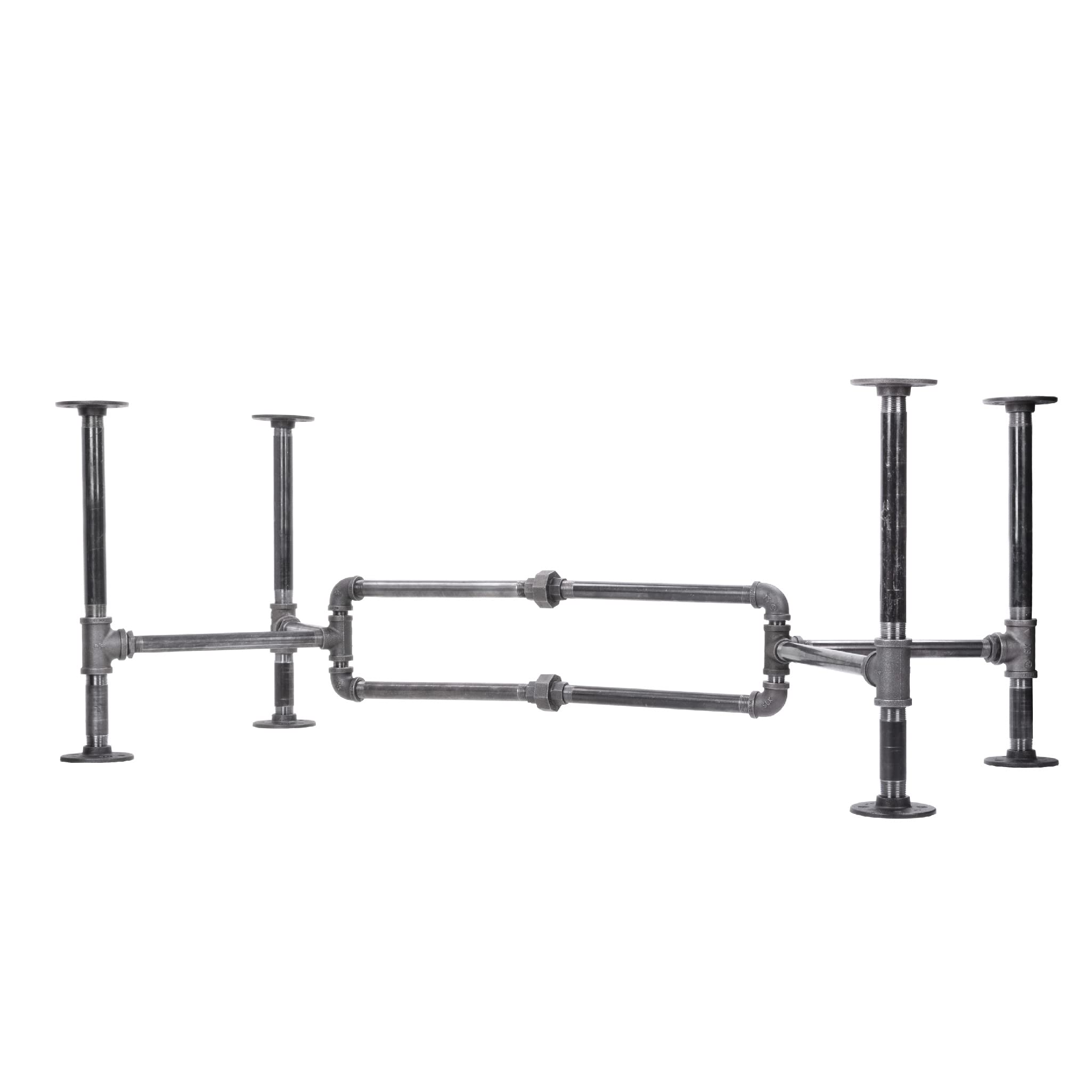 Vintage Industrial Coffee Table Leg Set - Rustic Pipe Table Base Kit for Living Room & Office, Dark Grey/Black Heavy Duty Steel Construction with Loop Design | Perfect for Farmhouse, Loft & Industrial Style Home Decor