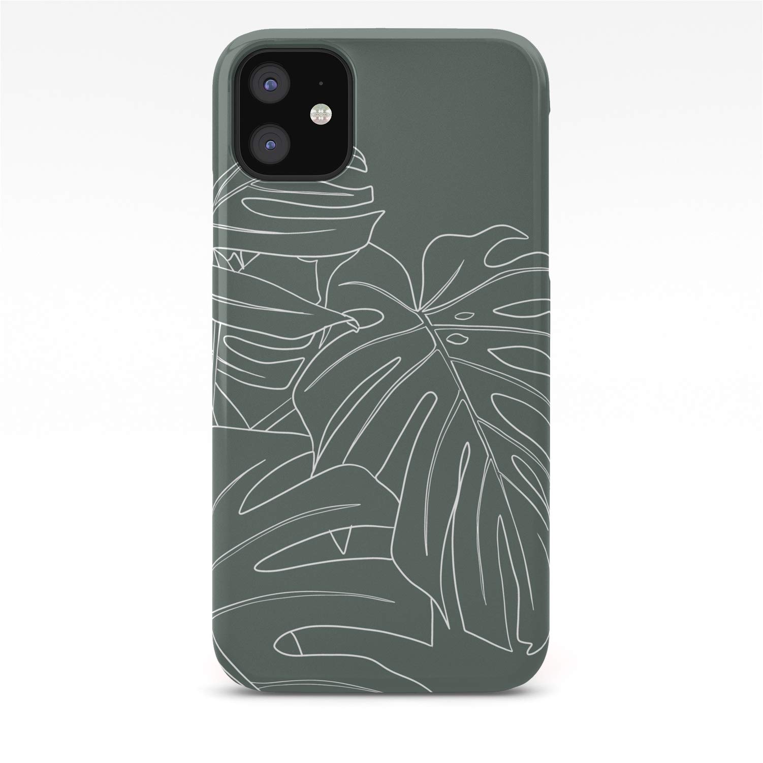 Minimalist Monstera Leaf Design Slim Phone Case Compatible with Apple iPhone 11 - Protective Cover for Everyday Use, Work & Travel