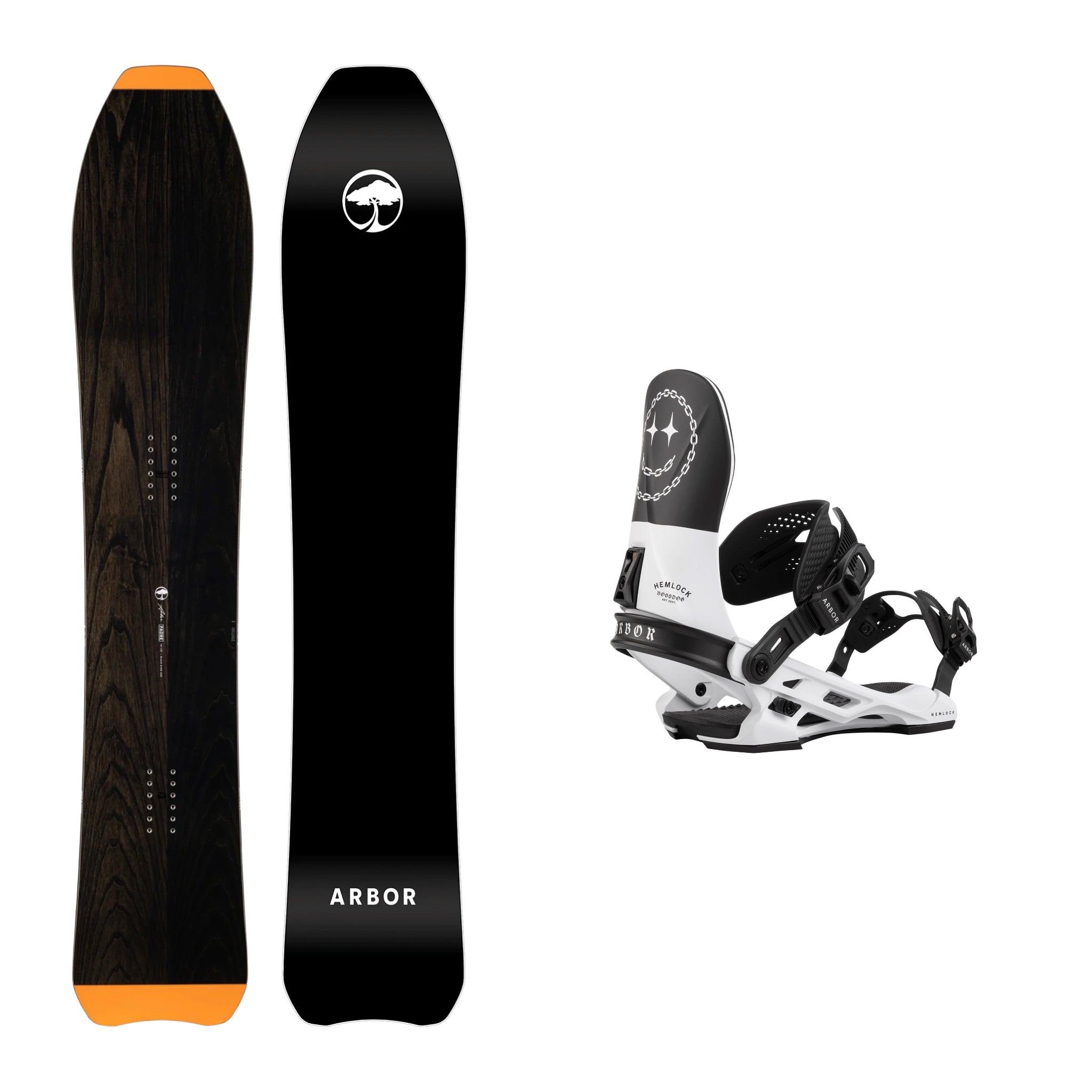 **2025 Arbor Padre Snowboard with Hemlock Boss Dog Binding - All-Mountain Freestyle Snowboard for Men & Women - Perfect for Powder, Park & Backcountry Riding**