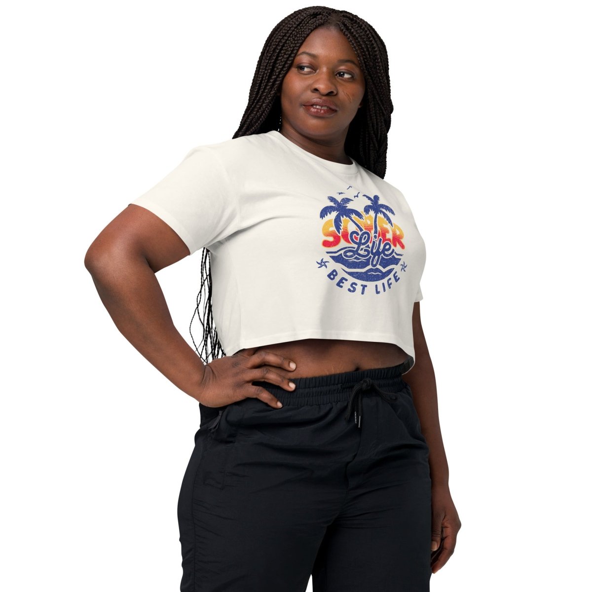 Sober Life Best Life Motivational Crop Top - Women's Inspirational Fitness & Workout Tank Top for Yoga, Gym, and Casual Wear