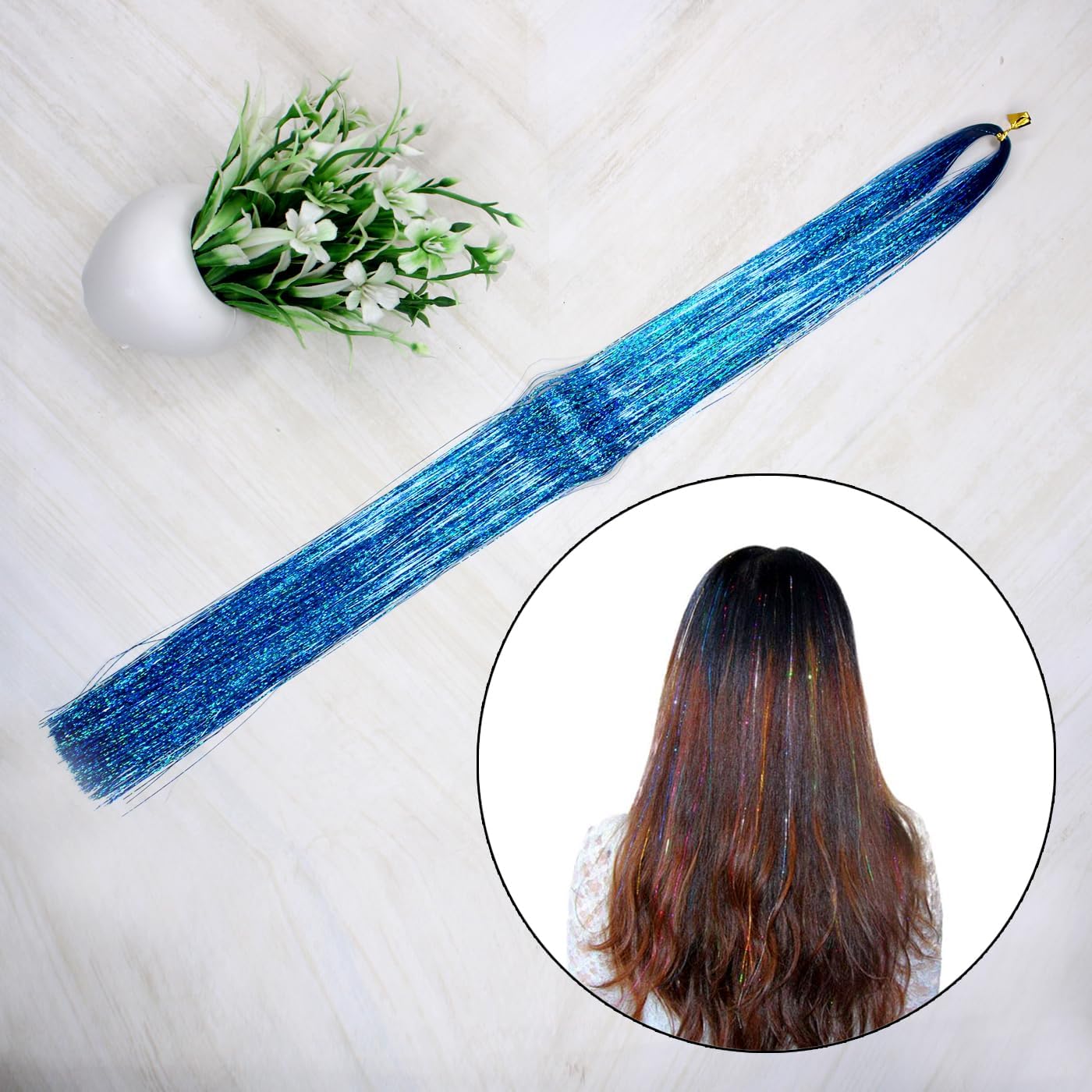 INAAYA Hair Tinsel Glitter Extensions - Sparkle Hair Highlights for Women & Girls (Pack of 1, Color M11) | Perfect for Parties, Festivals, Prom & Special Occasions