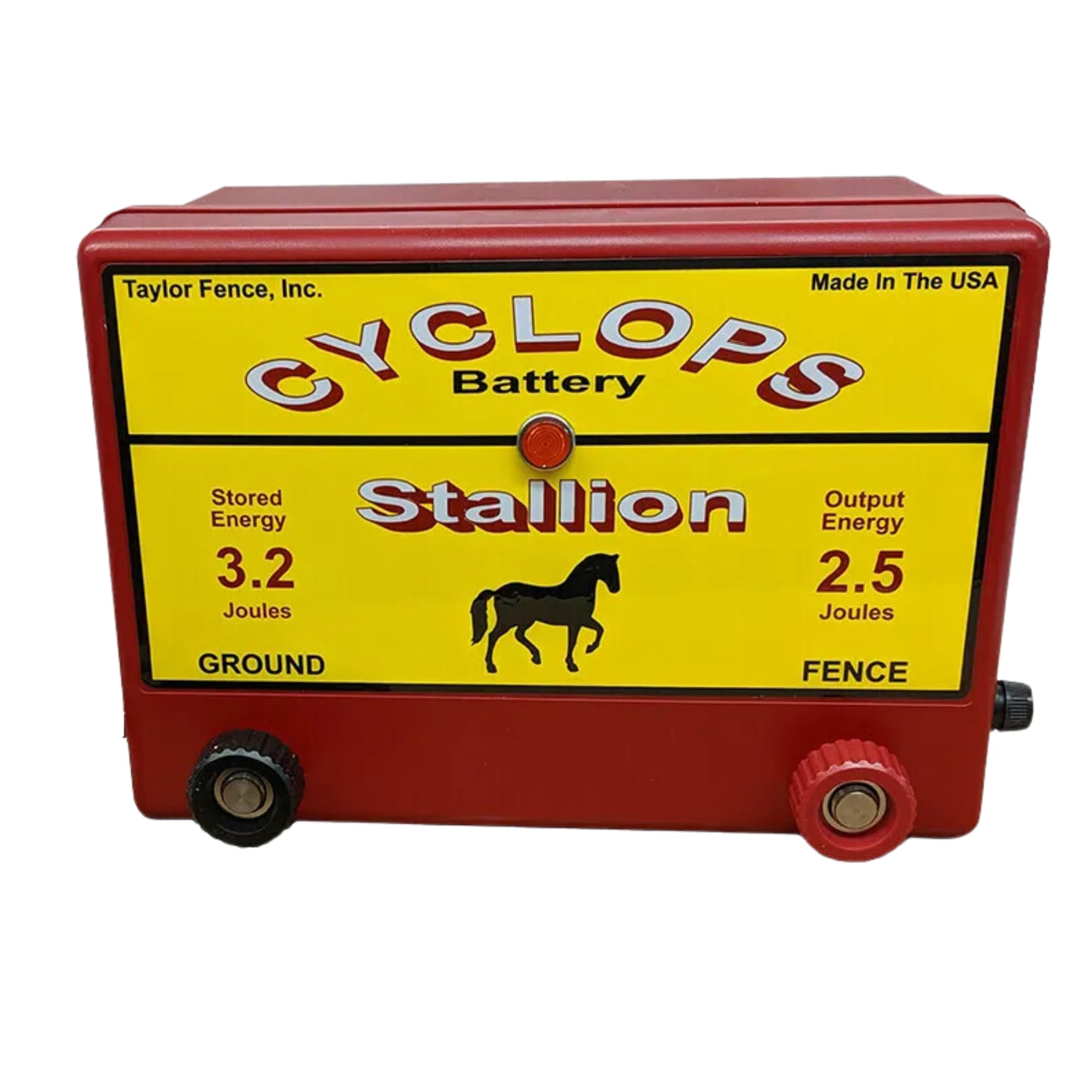 Cyclops Stallion 12V Battery Powered 2.5 Joule Electric Fence Charger for Livestock & Farm Security - Perfect for Cattle, Horses, and Pasture Protection