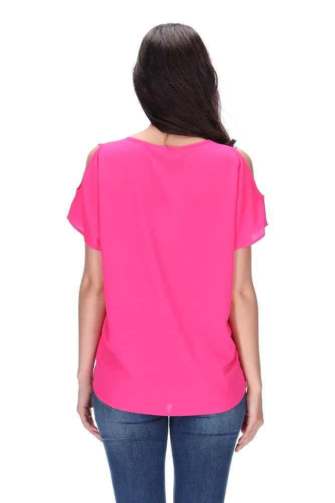 Victor Tee | Women's Soft Cotton Short Sleeve T-Shirt in Fuchsia Pink | Casual Wear, Gym, Lounge & Everyday Outfits