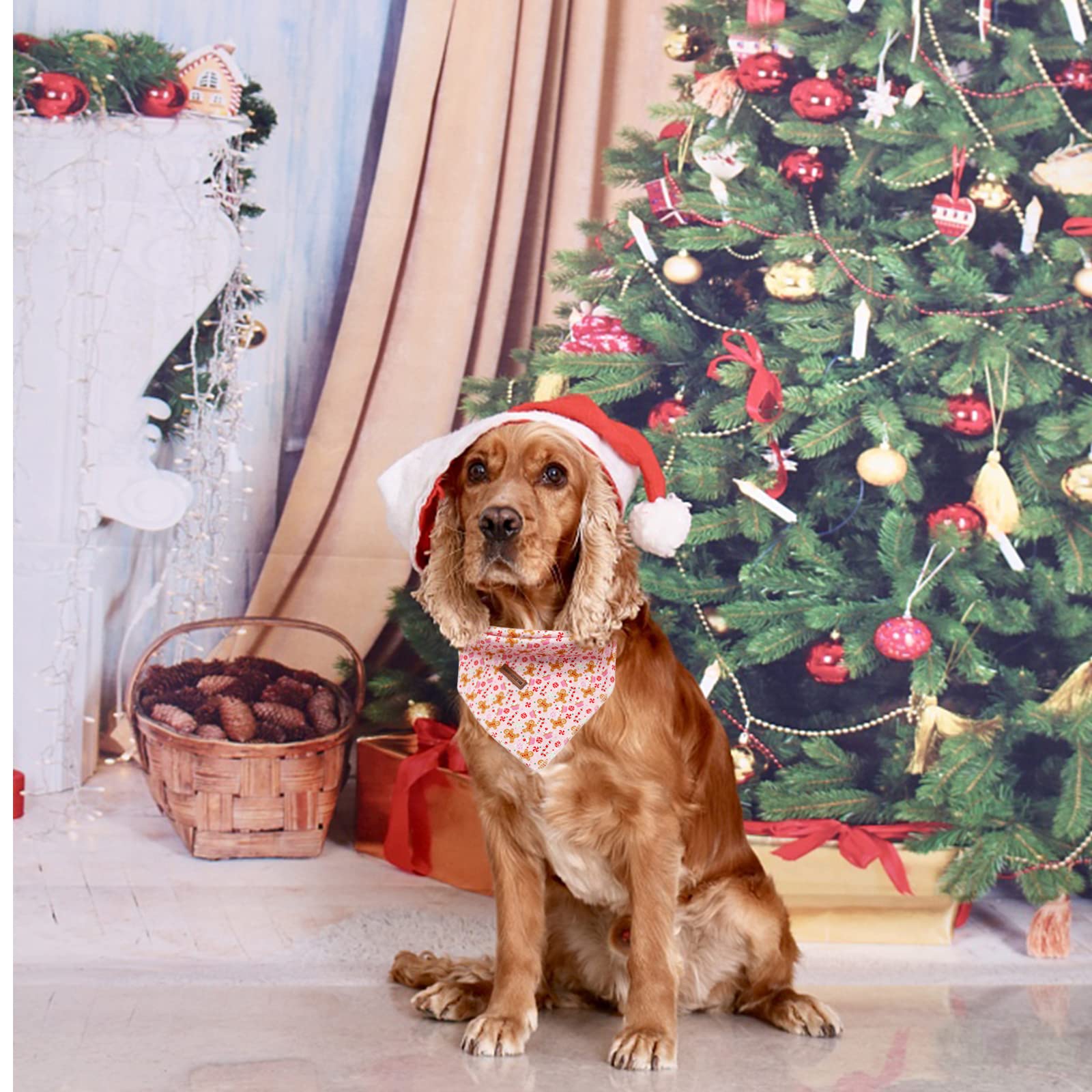 Elegant Christmas Dog Bandana for Small Medium Large Dogs - Adjustable Holiday Pet Scarf for Boys & Girls, Soft Washable Square Dog Kerchief - Perfect for Christmas Photos, Parties & Festive Outings
