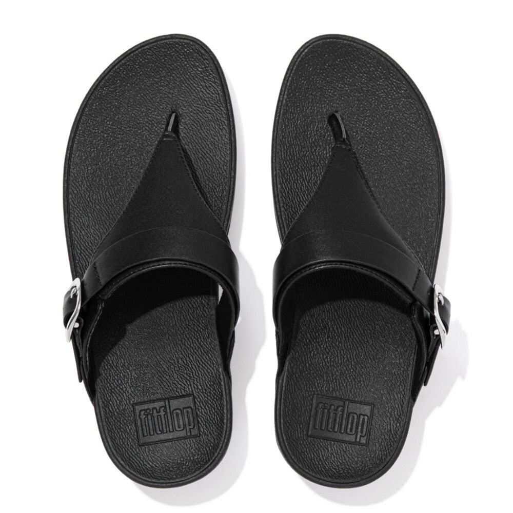 FitFlop Lulu Adjustable Leather Sandals for Women - All Black Comfort Slides | Perfect for Beach, Pool, and Casual Summer Outfits