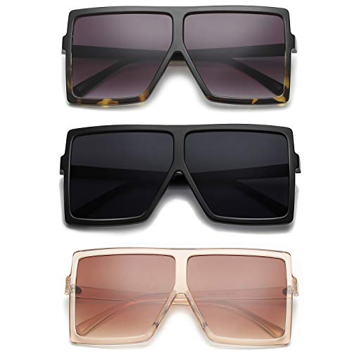Stylish Set of 2 Oversized Sunglasses for Women & Men - UV Protection Fashion Shades - Perfect for Beach, Driving & Outdoor Activities