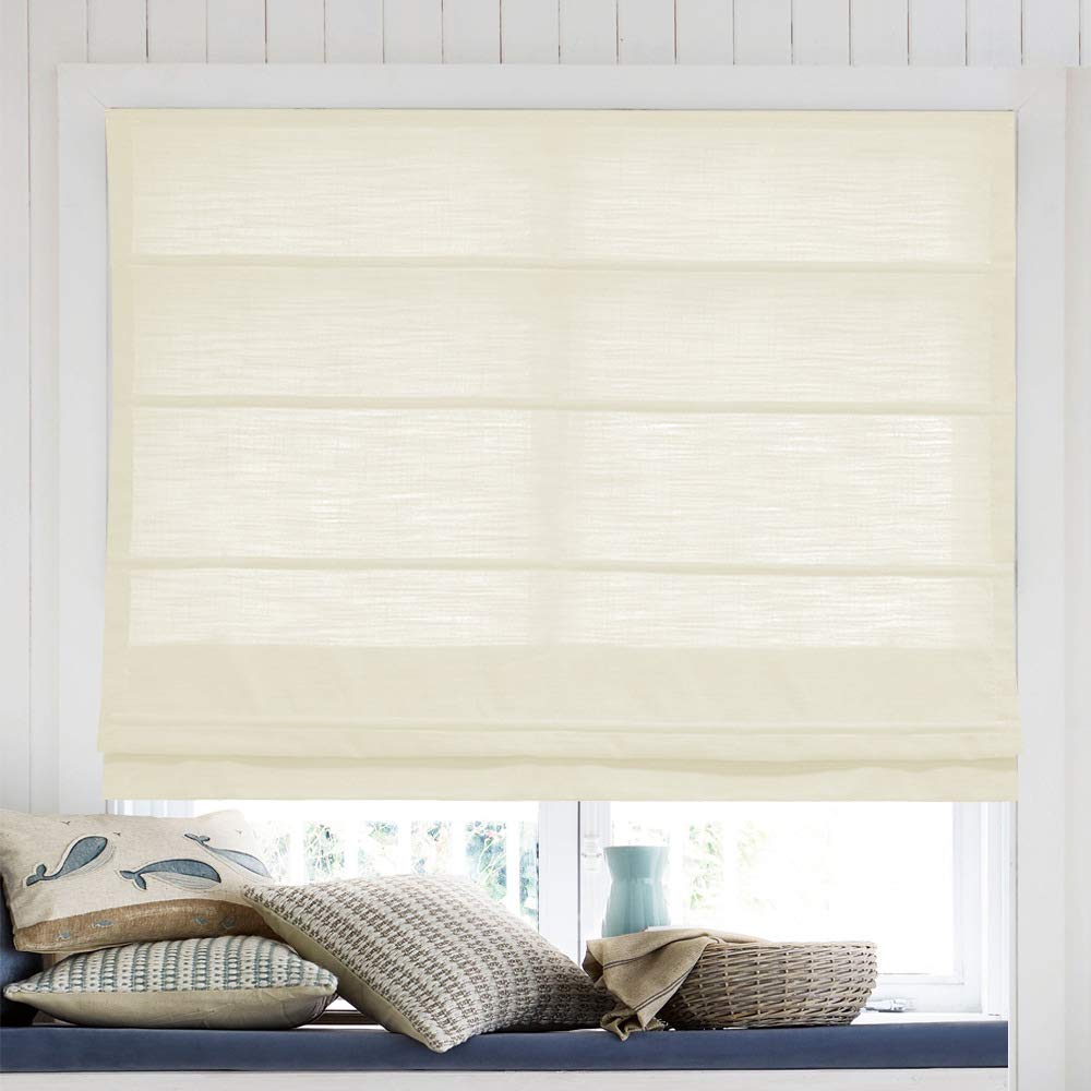 LANTIME Custom Roman Shades - Blackout Ivory Fabric Window Blinds for Doors & Windows, Elegant Made-to-Order Design for Living Room, Bedroom & Office Privacy