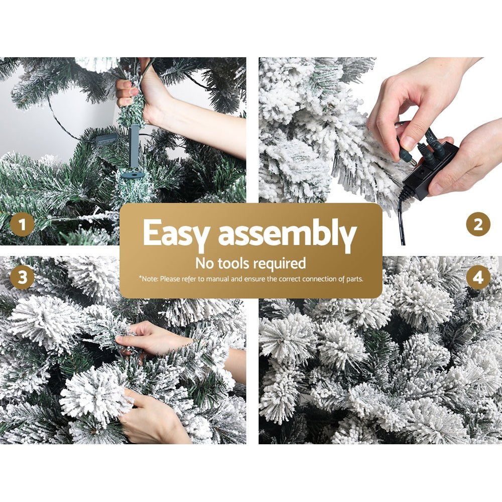 2.1M Pre-Lit Christmas Tree with 500 Warm White LED Lights & Snowy Tips - Perfect for Living Room, Office Holiday Decorations