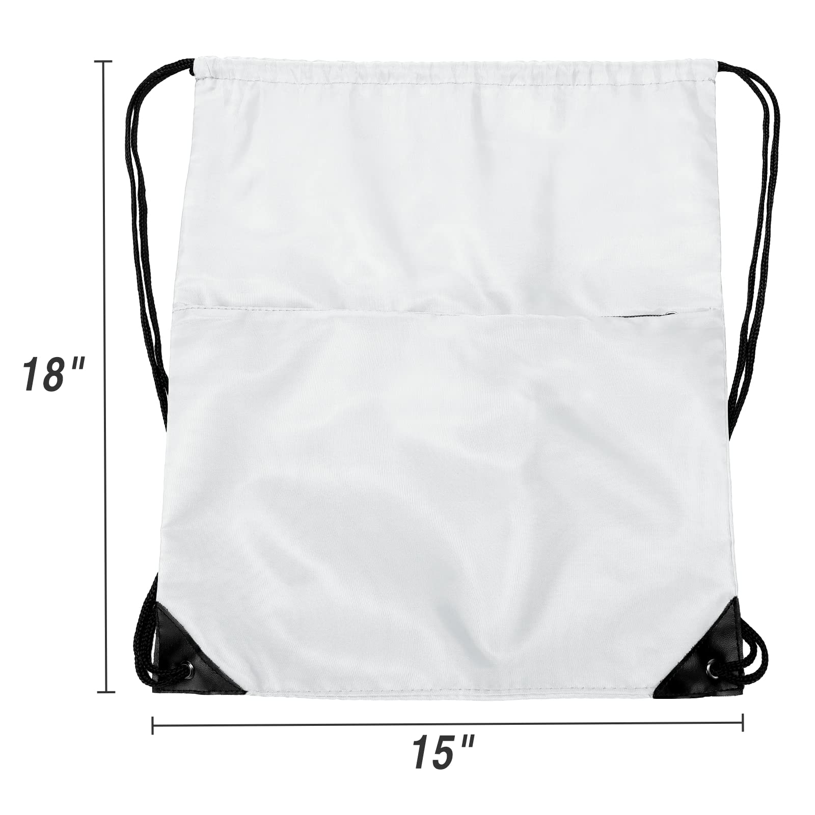 Lightweight Drawstring Backpack - 210D Nylon Foldable Gym Bag with Zipper Side Pocket for Men & Women | Perfect for Sports, Travel, School & Outdoor Activities (White)