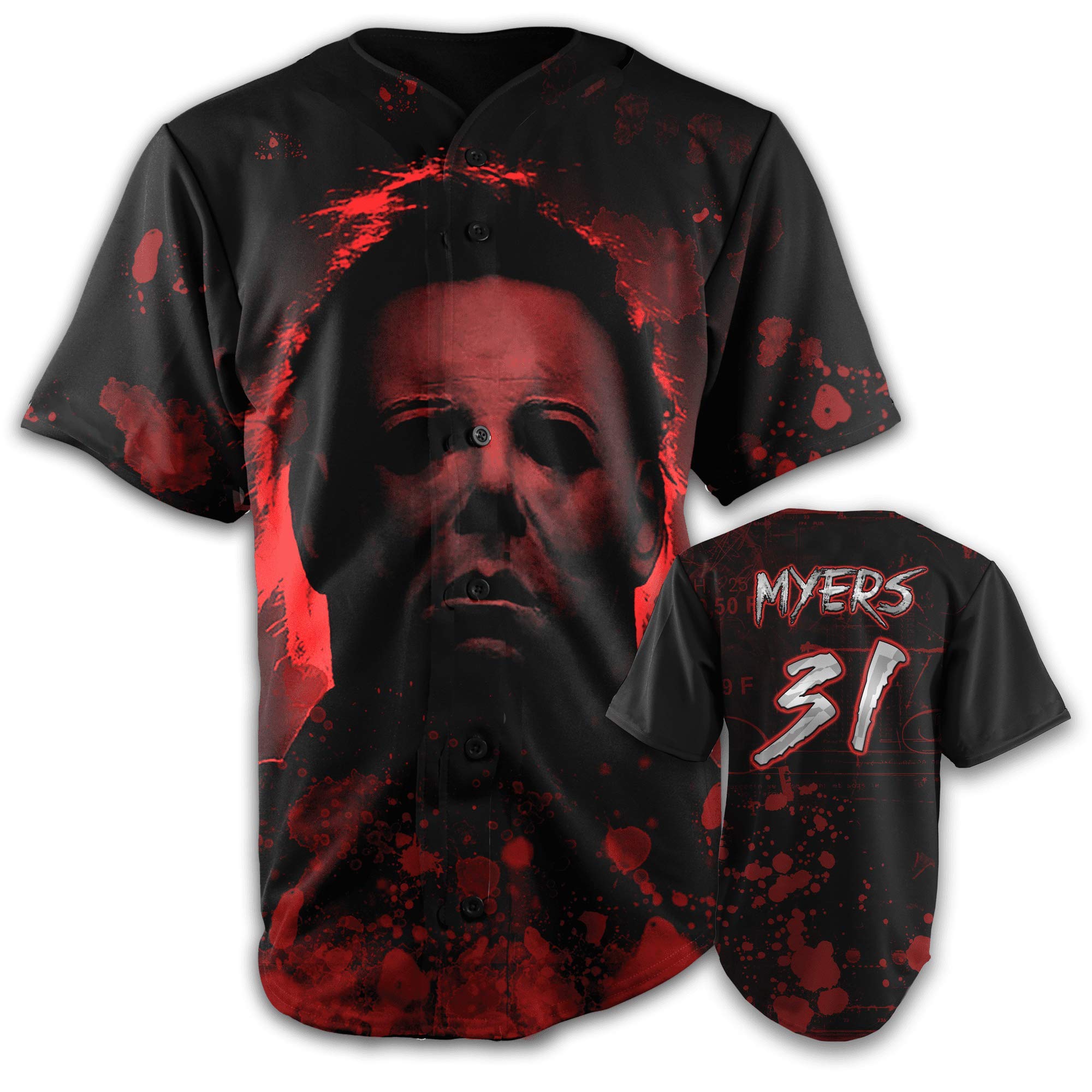 Michael Myers Halloween Baseball Jersey - Greater Half Jersey for Men & Women (Sizes S-XXXXL) | Horror Movie Fan Costume, Cosplay & Halloween Party Outfit