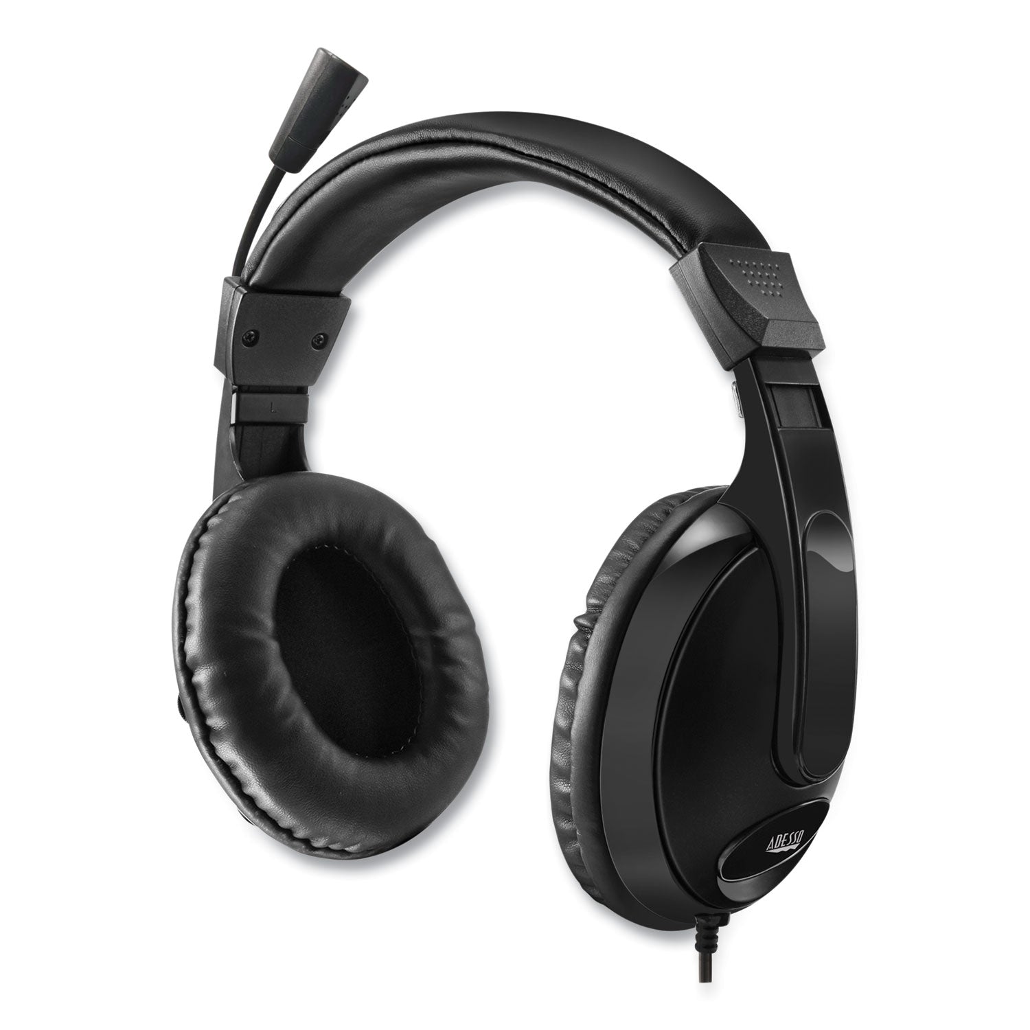 Adesso Xtream H5 Binaural Over-Ear Headphones with Noise Cancelling Mic for Gaming, Streaming & Online Meetings - Comfortable Black Multimedia Headset for PC, Mac, PS4 & Xbox
