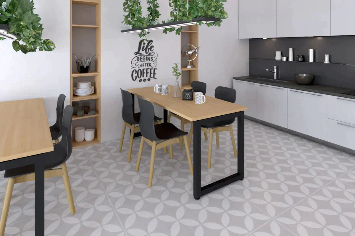 Quadro Loop Legs Table - 1400L x 700W Modern Dining Table with Metal Frame, Sturdy & Stylish for Home, Office, Restaurant Use