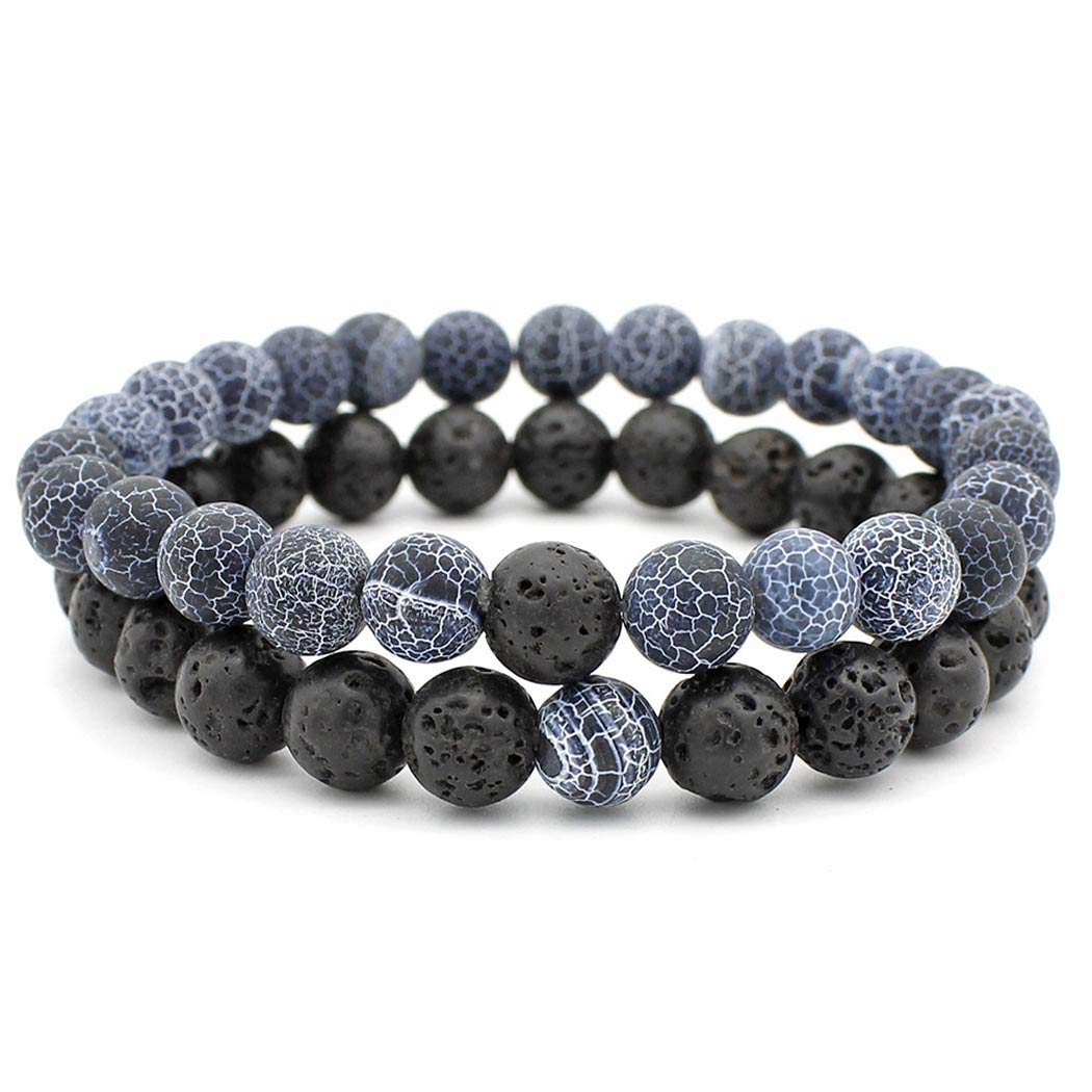 Uranian Couple Lava Rock Aromatherapy Bracelets - Essential Oil Diffuser Yoga Beads for Women & Men | Perfect for Meditation, Stress Relief & Spiritual Healing