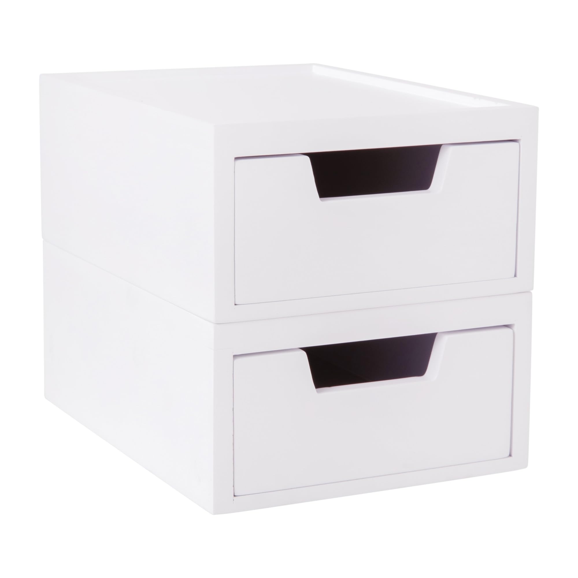 Weston Stackable Wooden Storage Boxes - 2 Pack, White | Home & Office Organizer