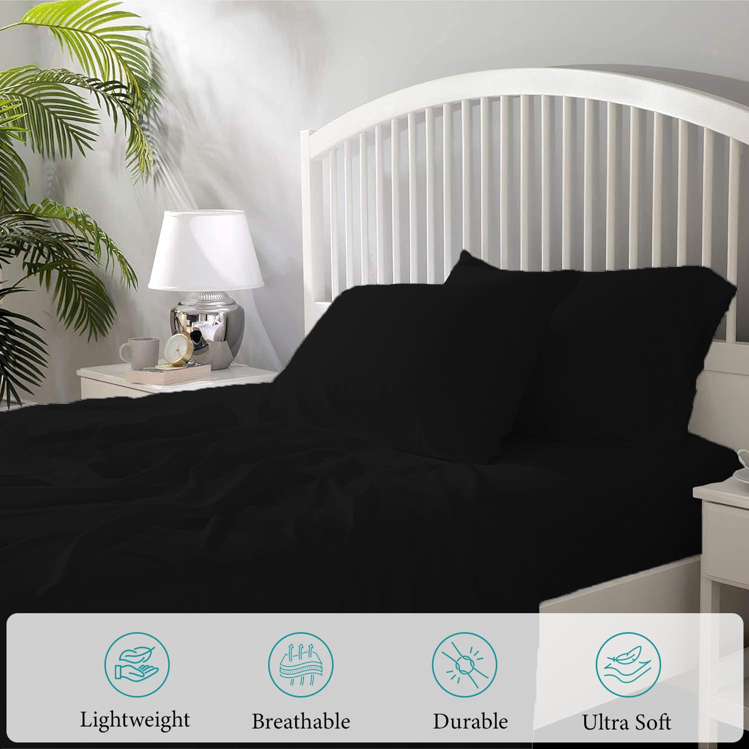 Bunny's Home 4-Piece Twin Sheet Set - Breathable Egyptian Cotton, 17