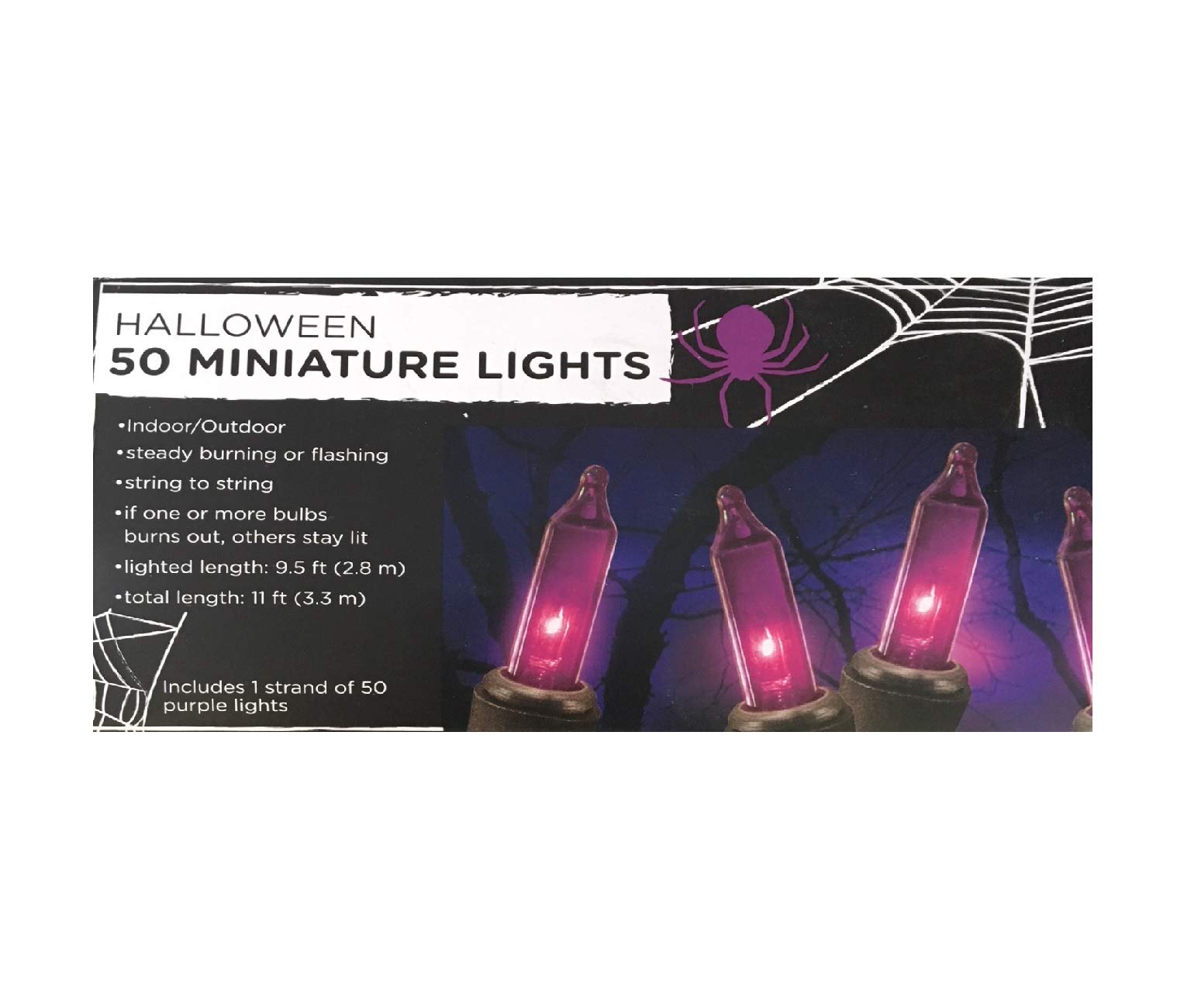 50 Pack Purple Halloween Miniature LED String Lights - Spooky Party Decor for Indoor/Outdoor Halloween Decorations, Pumpkin Displays & Haunted House Lighting