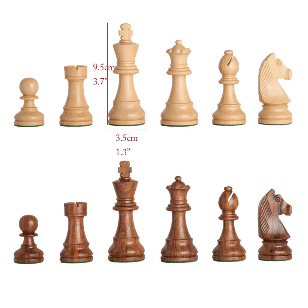 WPBOY Professional Tournament Chess Set - Solid Wood Chess Pieces with Leather Chess Board & Travel Backpack - Portable for Travel, Office, and Home Games (Black)