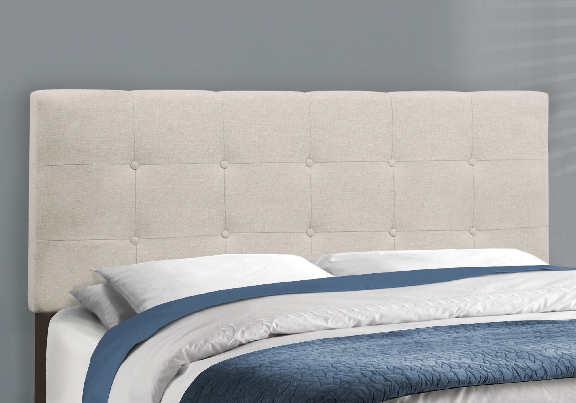 Queen Size Beige Linen Bed Frame - Modern Platform Bed with Sturdy Wooden Slats Support | Perfect for Master Bedroom, Guest Room & Small Space Decor