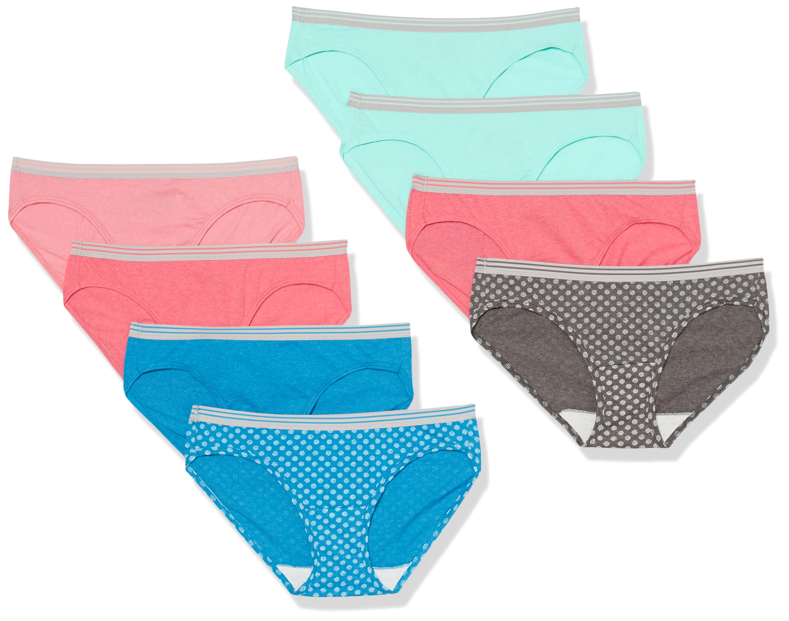 Fruit of the Loom Women's Cotton Low-Rise Hipster Underwear 8-Pack - Soft Breathable Panties for Everyday Comfort, Workout & Sleep