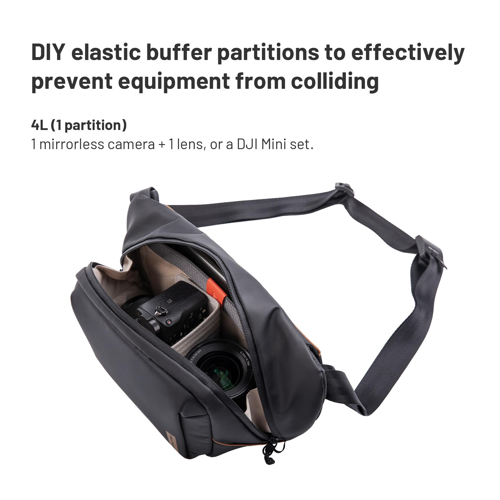 PGYTECH OneGo Solo V2 4L Camera Shoulder Bag - Waterproof DSLR Camera Case Compatible with SLR Cameras, iPad, Action Cameras (Black) - Perfect for Travel, Hiking & Photography Enthusiasts