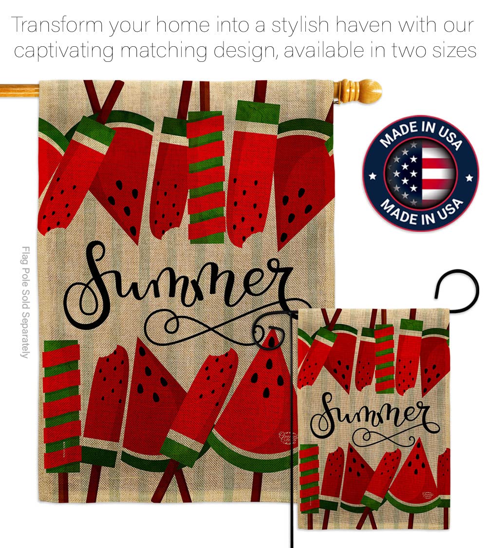 Double-Sided Watermelon Burlap Garden Flag - Summer Beach Pool Luau Tropical Party Decor - Made in USA - Perfect for Outdoor Yard, Patio, and Summer Celebrations