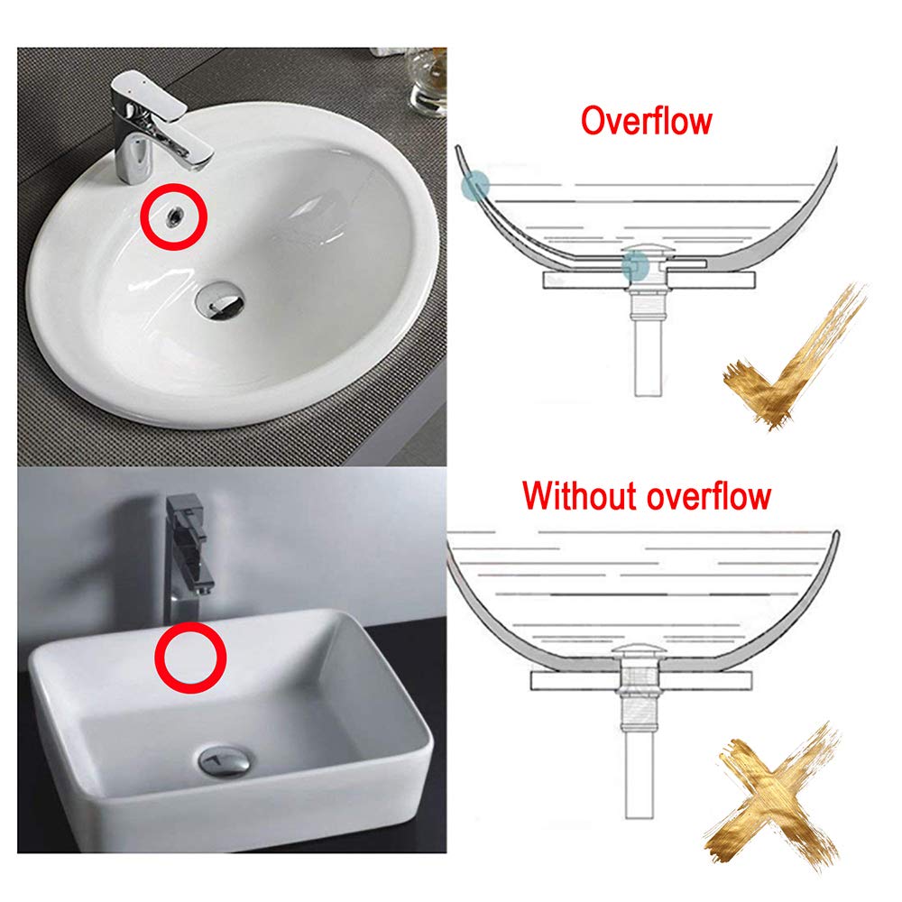 Premium Solid Brass Bathroom Sink Drain Stopper with Overflow - White Finish for Vessel & Vanity Sinks - Durable Pop-Up Drain for Modern Bathrooms & Powder Rooms