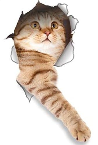 2 Pack 3D Cat Stickers - Funny Reaching Cat Wall Decals for Home Decor, Fridge, Toilet, Windows - Peel & Stick Vinyl Art for Bedroom, Office, Dorm Room