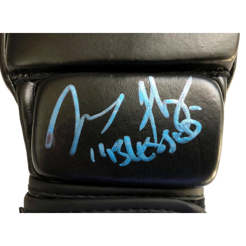 Authentic Max Holloway Signed UFC Gloves with BAS COA - Hand Signed Autograph Inscribed 'Blessed' - Perfect for MMA Collectors & UFC Memorabilia Displays