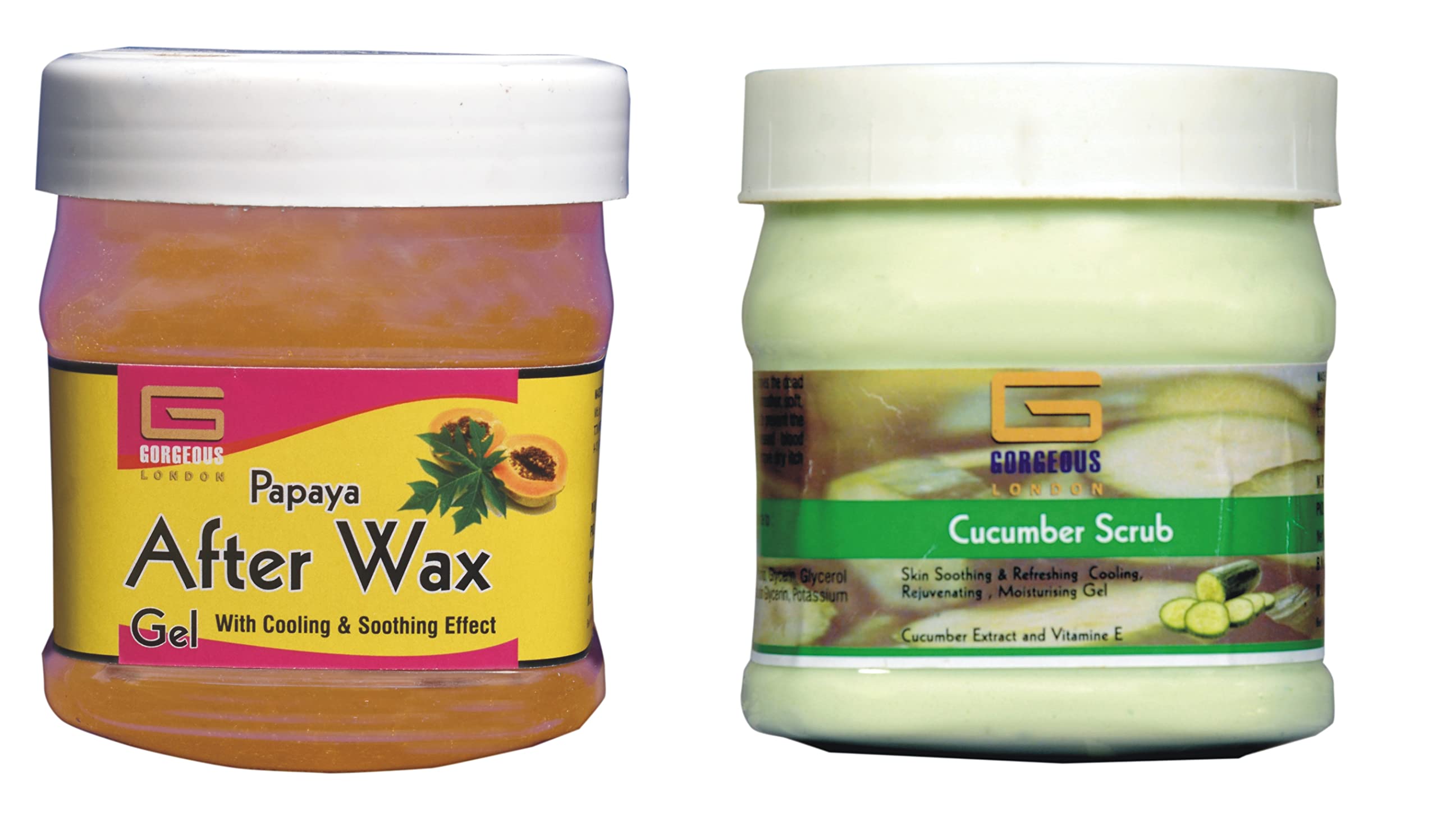 London Papaya After Wax Gel & Cucumber Scrub Combo Set - 2 Pack (450ml Each) | Post-Wax Soothing & Exfoliating Care for Smooth Skin | Perfect for Salon & Home Waxing Aftercare