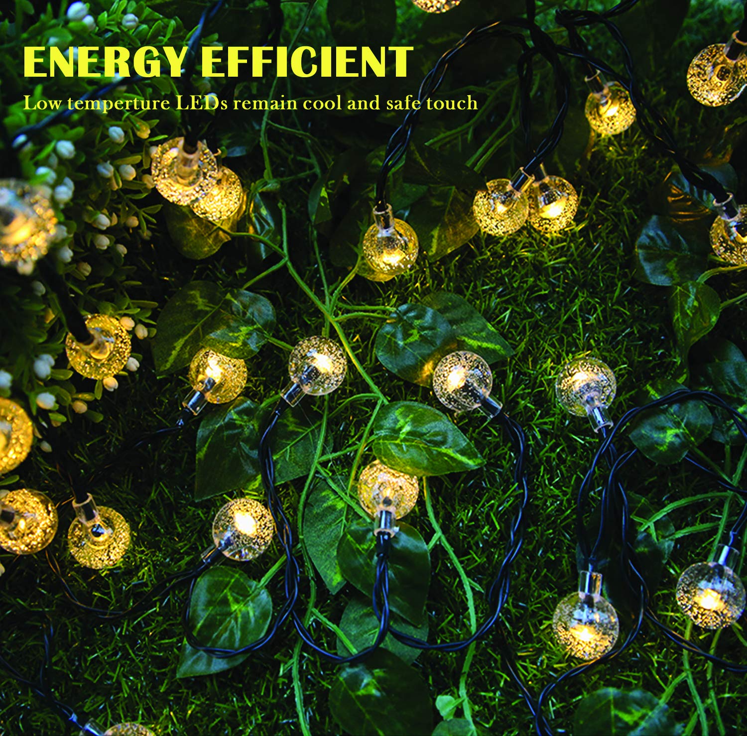 Unihoh 59Ft 100 LED Solar String Lights - Waterproof Outdoor Fairy Lights with 8 Modes for Garden, Patio, Wedding & Christmas Decor (Warm White) | Perfect for Backyard, Balcony, Gazebo & Indoor Party Lighting