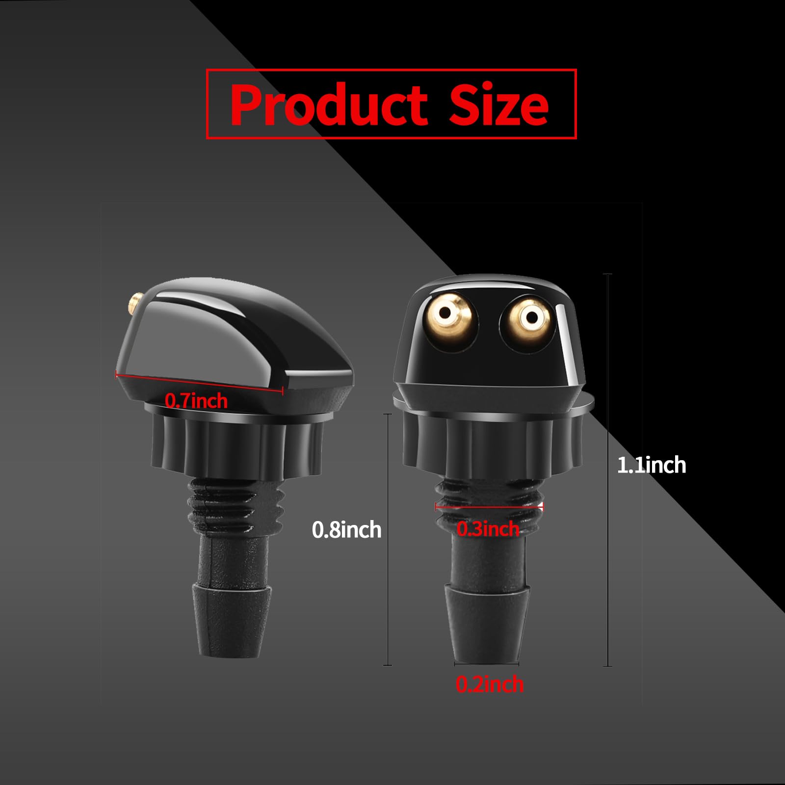 Hawyet 2-Pack Universal Car Windshield Washer Nozzles - Double Hole Spray Nozzle for Most Cars, Trucks & Vans - Black - Durable Auto Glass Cleaning Accessories for Clear Visibility in Rain & Snow
