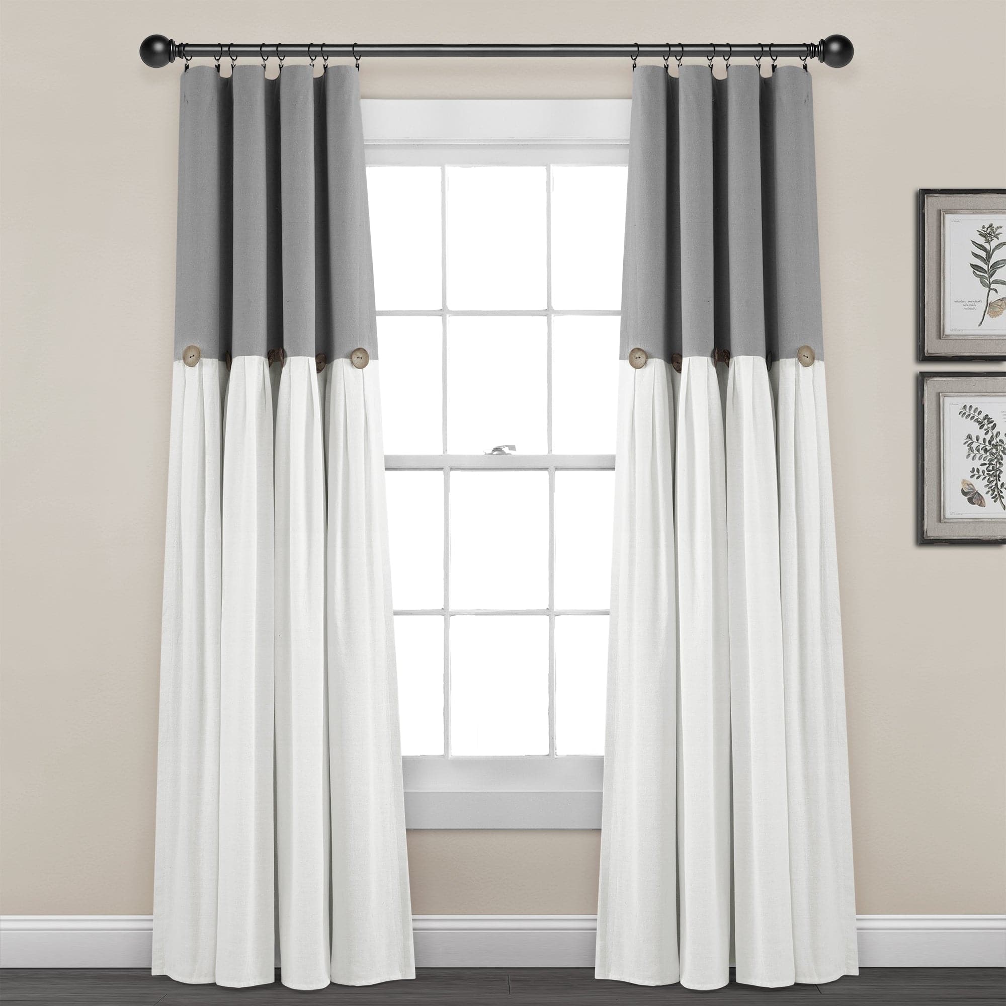 Blackout Linen Curtain Panels with Button Lining - 100% Light Blocking Window Drapes for Bedroom & Living Room Privacy & Sleep
