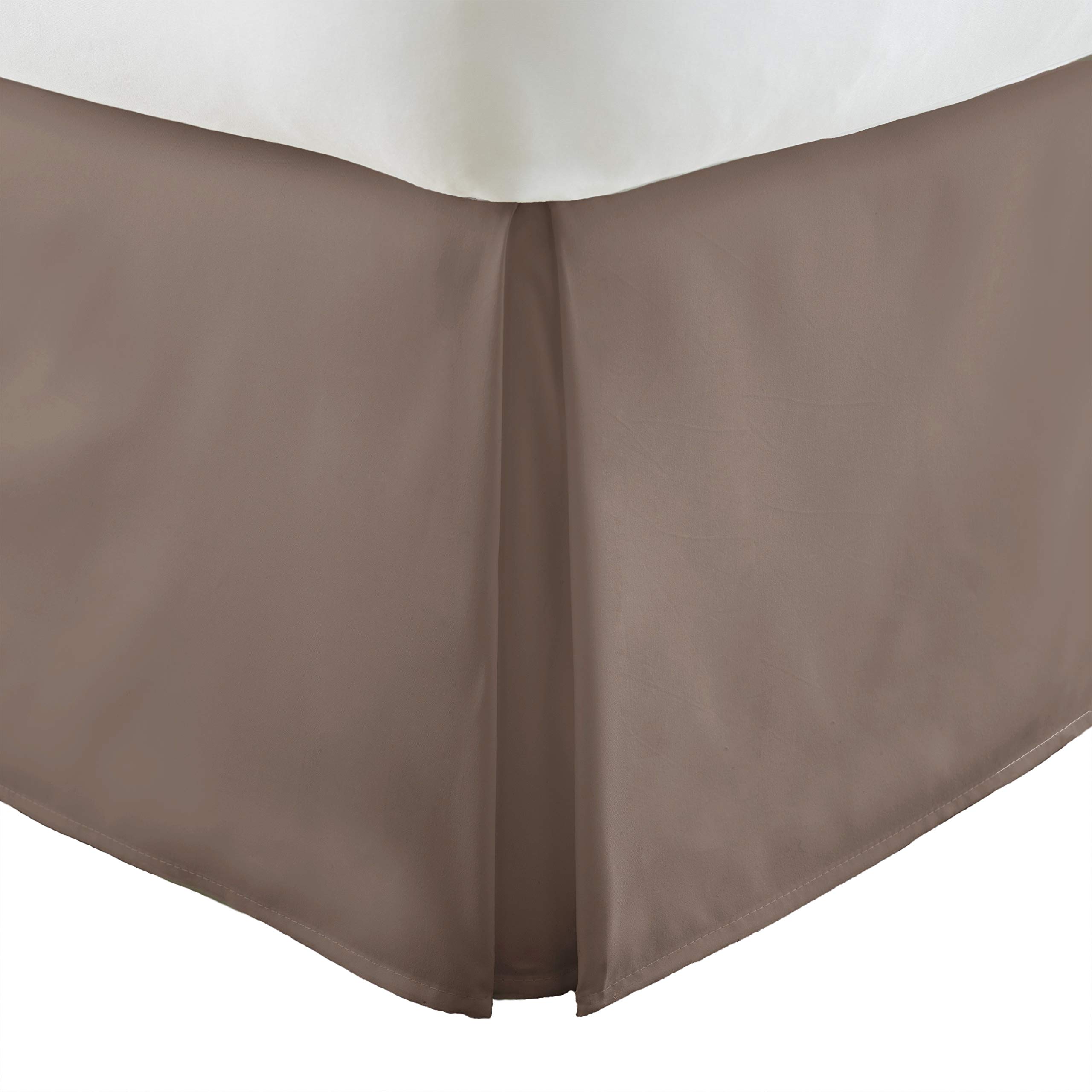 ienjoy Home IEH-BEDSKIRT-TWIN-TAUPE Pleated Bed Skirt for Twin Beds - Taupe Color | Perfect for Bedroom Decor & Guest Room Styling