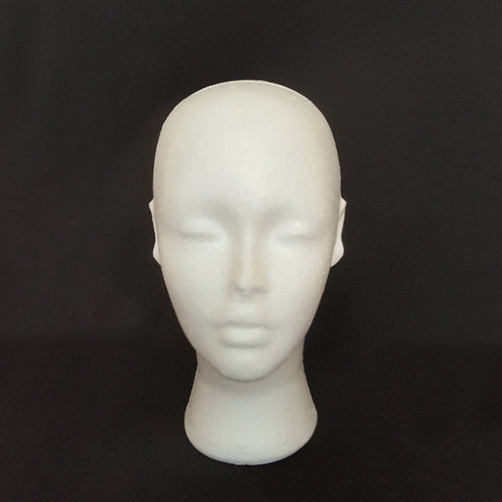 Styrofoam Mannequin Head for Wigs, Hairpieces & Glasses Display - White Female Foam Head Model for Salon, Beauty School & Retail Store Displays