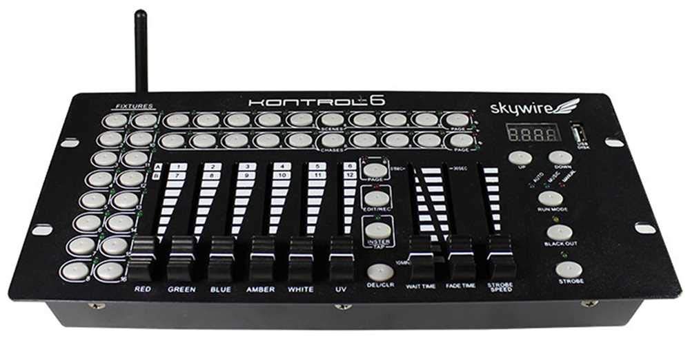 Blizzard Lighting Kontrol 6 Skywire Compact DMX Controller with 2.4GHz Wireless Transmitter - Perfect for Stage Lighting, DJ Shows, and Live Events