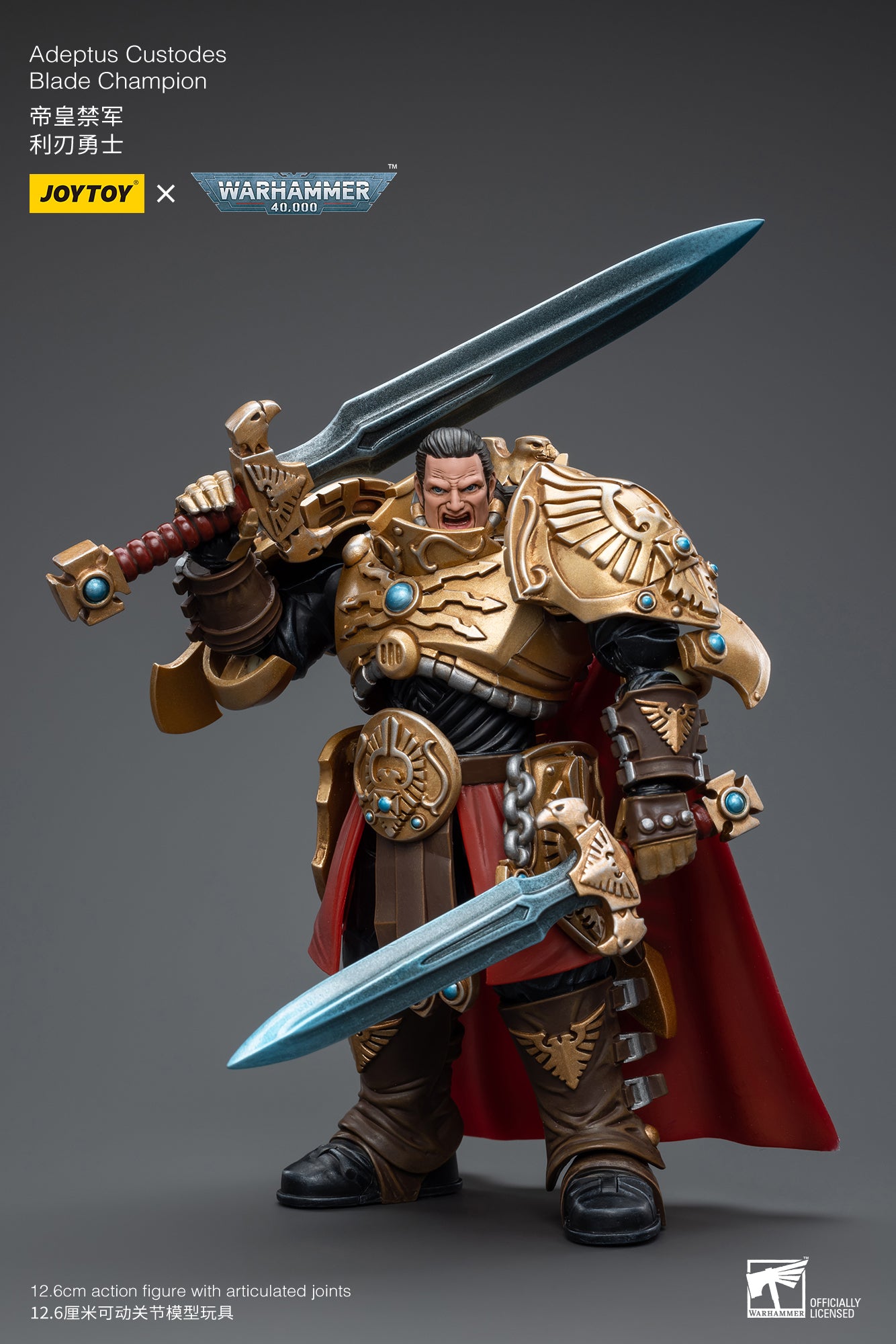 1/18 JOYTOY Warhammer 40K Adeptus Custodes Blade Champion Action Figure - Collectible Miniature for Tabletop Gaming & Display
