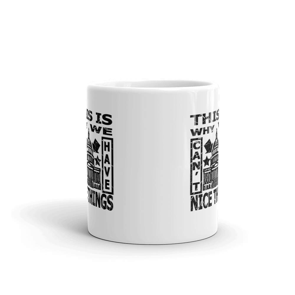 Funny Novelty Coffee Mug - 'This Is Why We Can't Have Nice Things' Government Humor 11oz Ceramic Cup for Tea & Coffee - Perfect for Office Gifts, Political Jokes & Sarcastic Humor Lovers