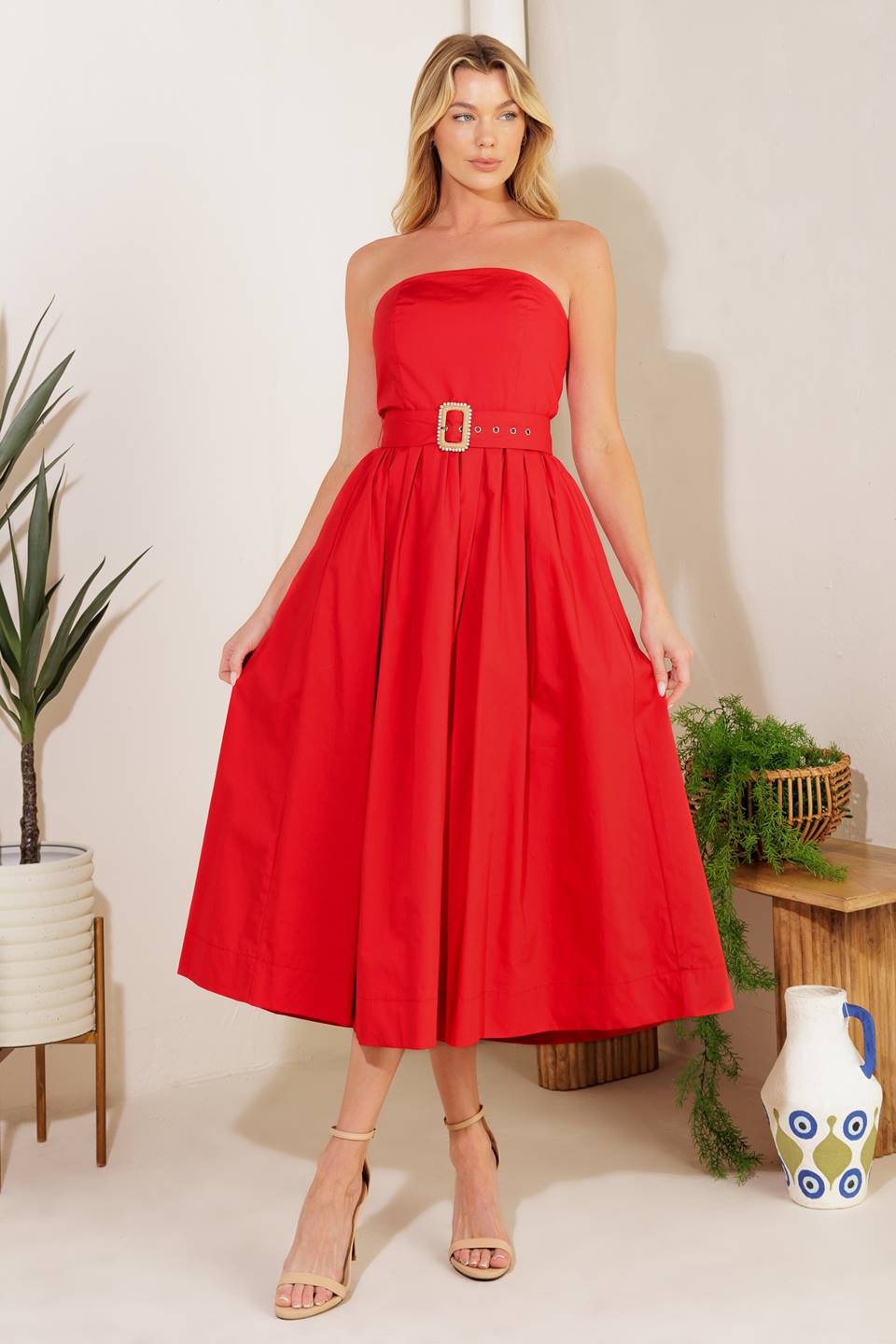 DAYS THAT FADE Woven Midi Dress - Flowy Boho Summer Dress for Women, Beach Wedding Guest Outfit
