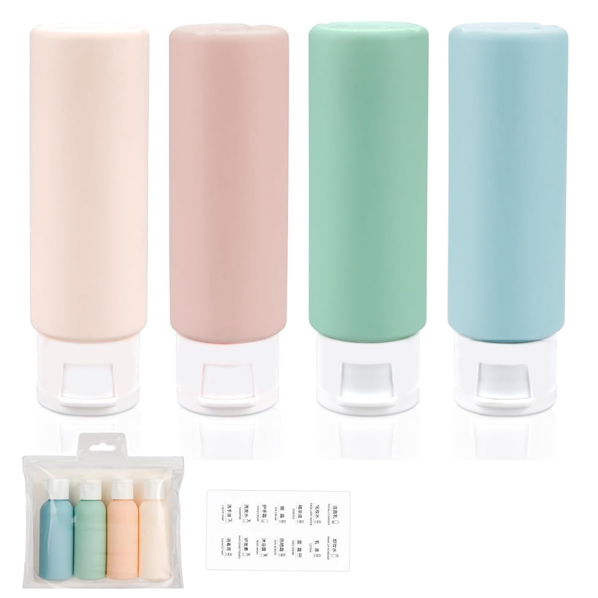 MAYCREATE® 4-Pack 50ML Travel-Sized Bottles for Toiletries | Leak-Proof Soft PE Containers with Secure Lids | Portable Shampoo, Lotion & Cream Dispenser | Perfect for Hand Sanitizer, Gel & Cosmetics | Ideal for Air Travel, Gym & Vacation Essentials
