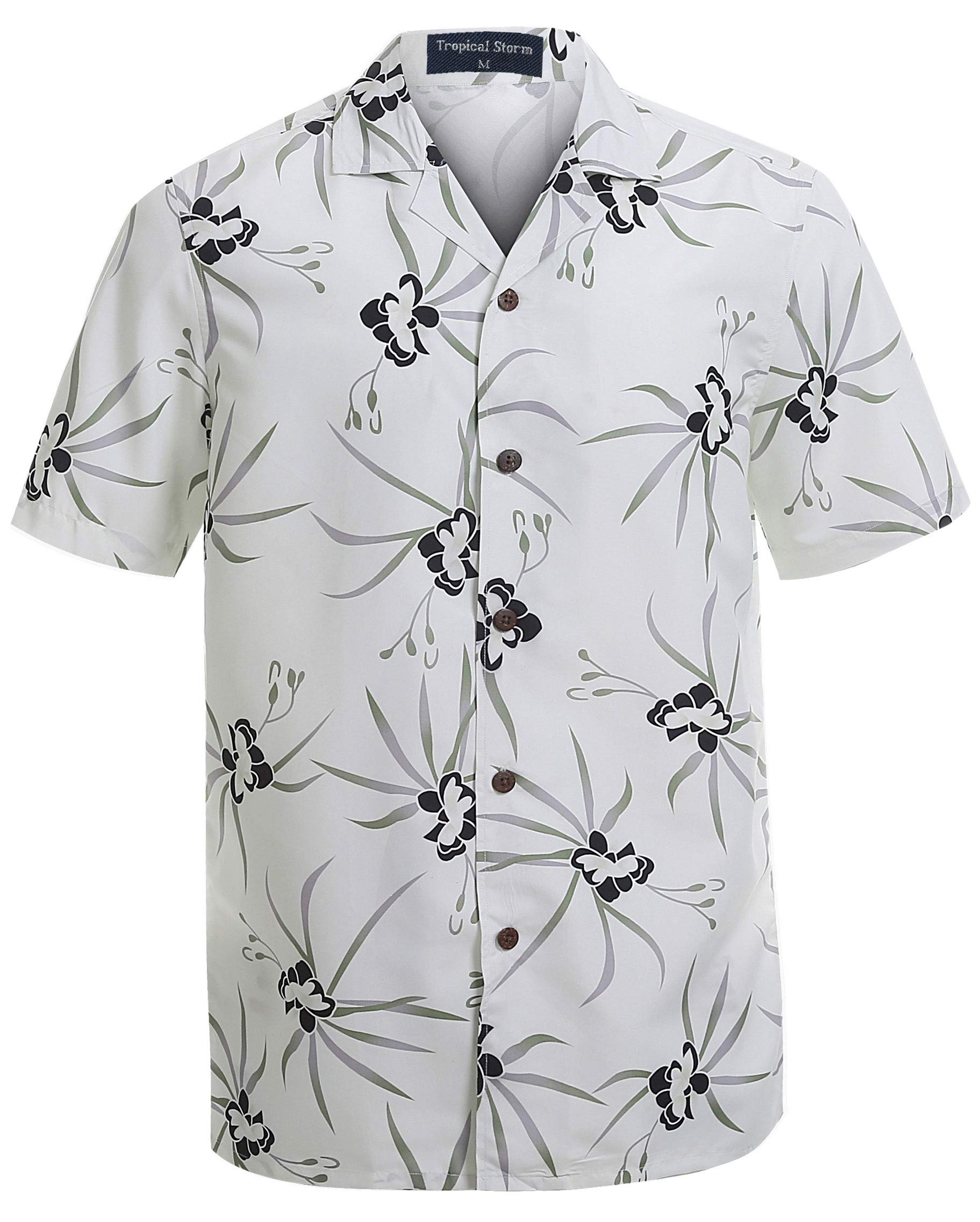 Men's Tropical Storm Hawaiian Shirts - Short Sleeve Regular Fit Floral Print Casual Shirt for Summer Beach Vacation & Luau Party